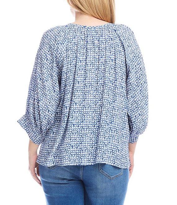 Karen Kane Plus Size Printed Boat Neck 3/4 Sleeve Top Product Image
