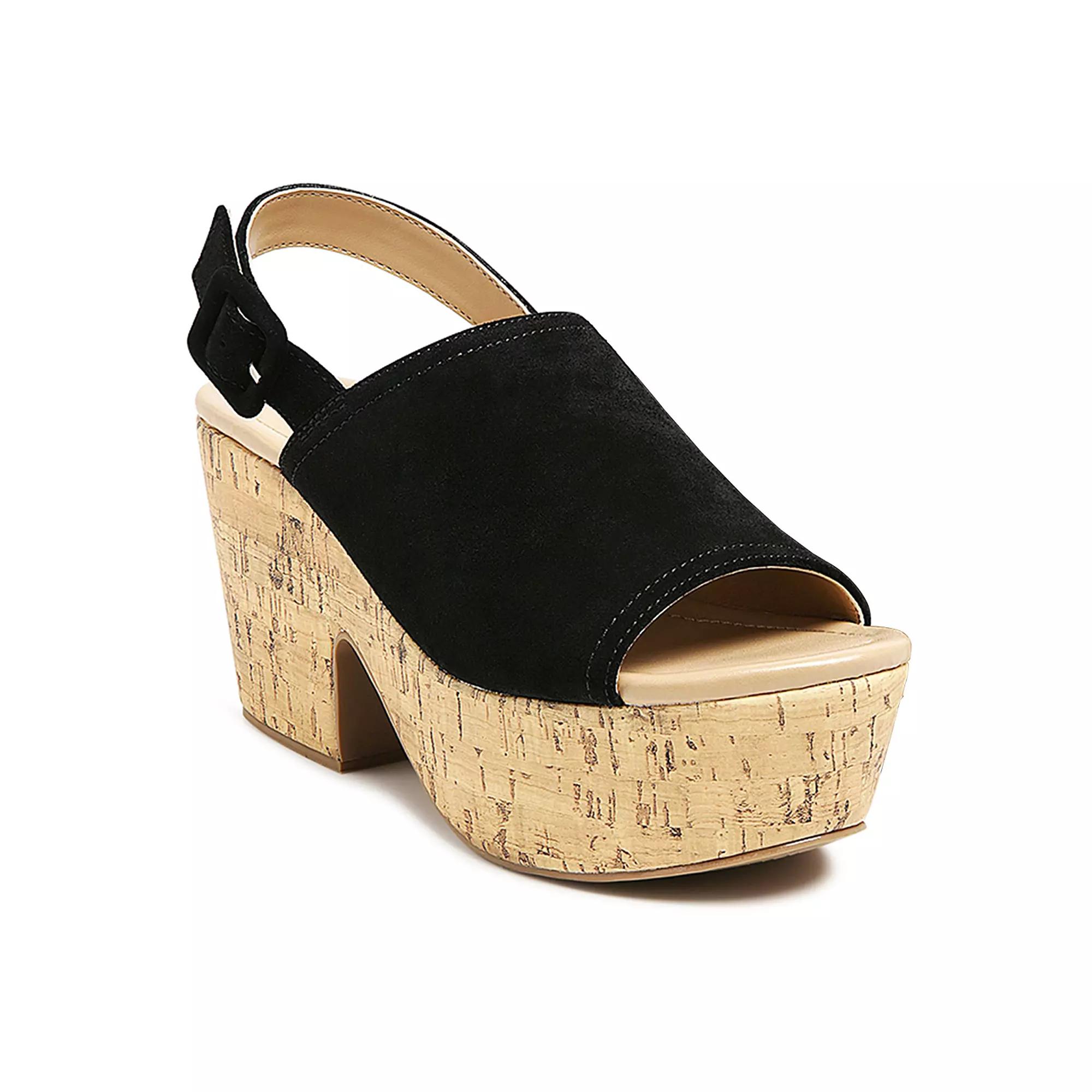 Rag & Co Vendela Women's Suede Platform Sandals, Size: 9, Black Product Image