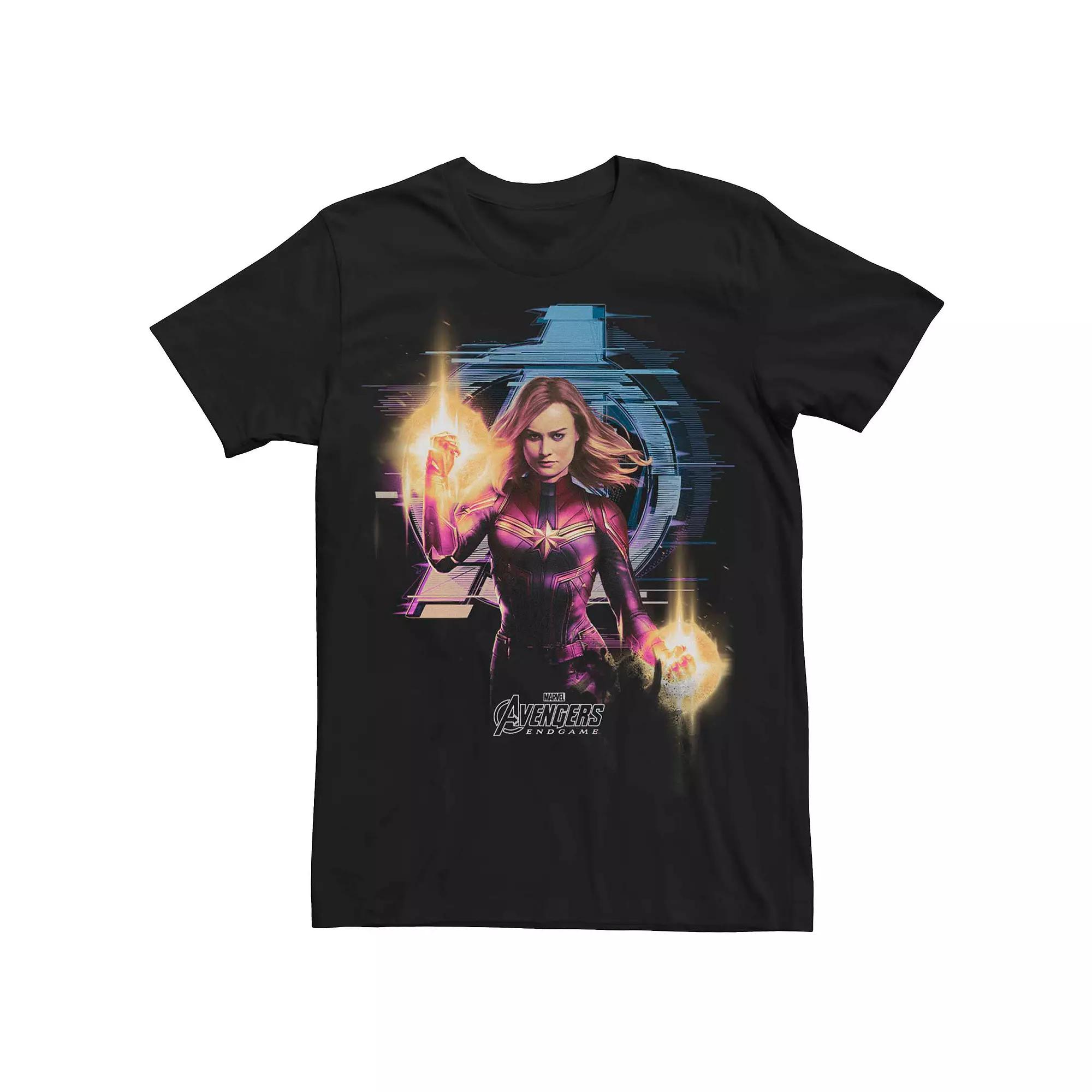 Men's Avengers Endgame Captain Marvel Glitch Logo Tee,  Product Image