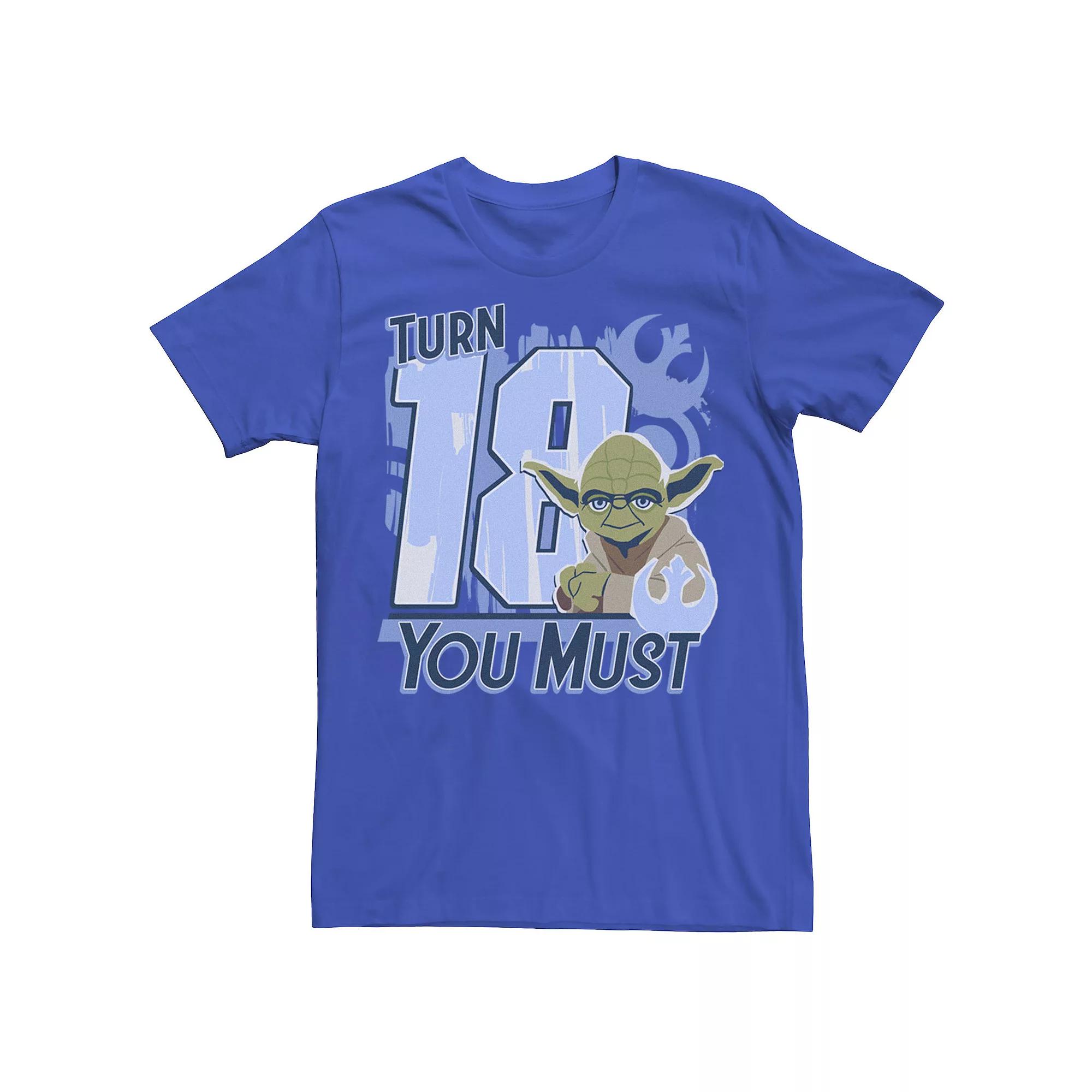 Men's Star Wars Yoda Turn 18 You Must Rebel Logo Portrait Tee, Size: Medium, Royal Product Image