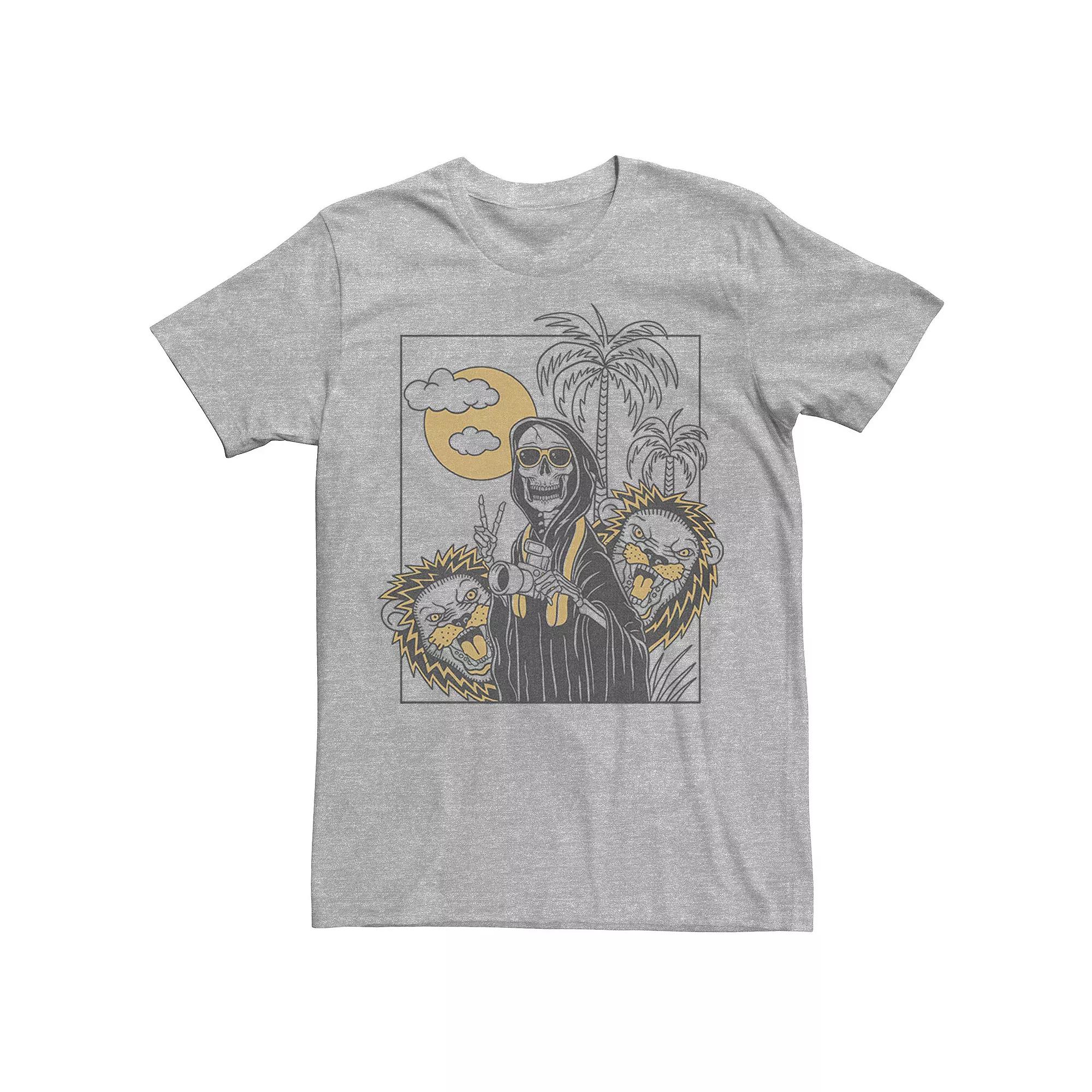 Men's Grim Reaper Safari Line Art Portrait Graphic Tee,  Product Image