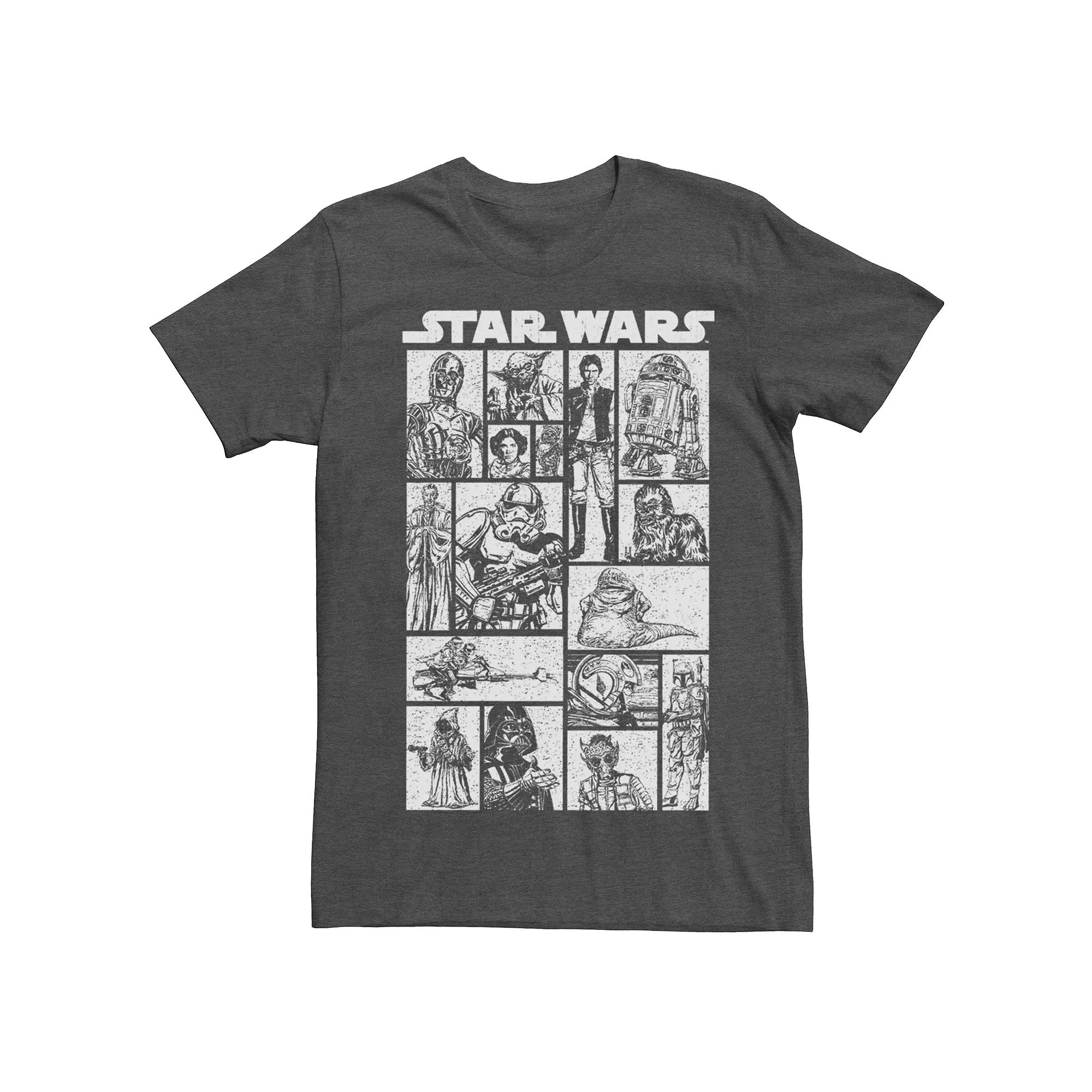 Men's Star Wars Character Sketch Panels Short Sleeve Tee,  Product Image
