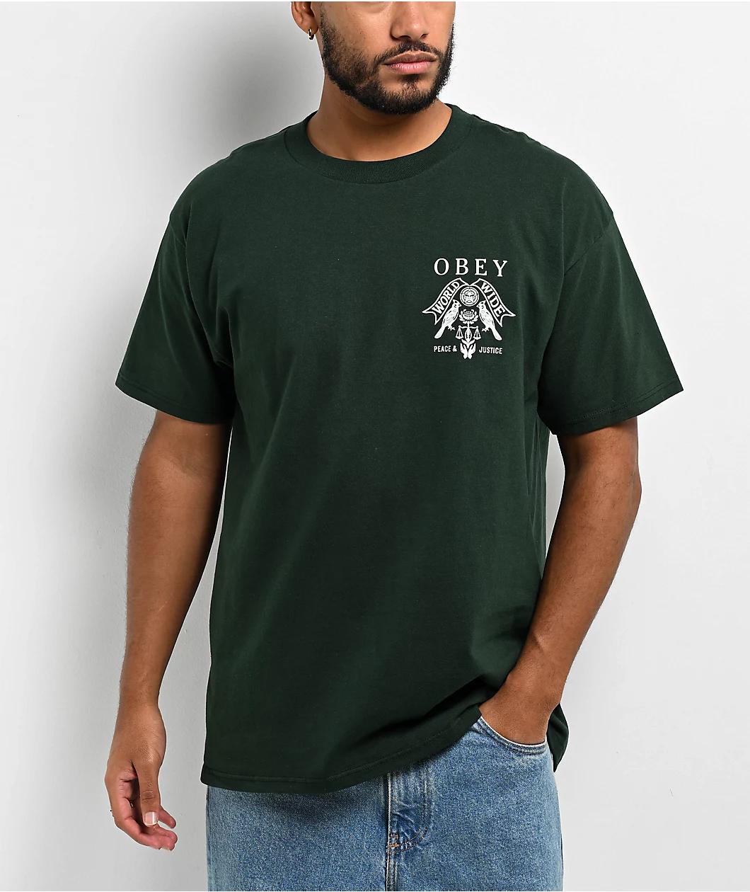 Obey Birds Of Justice Green T-Shirt Product Image
