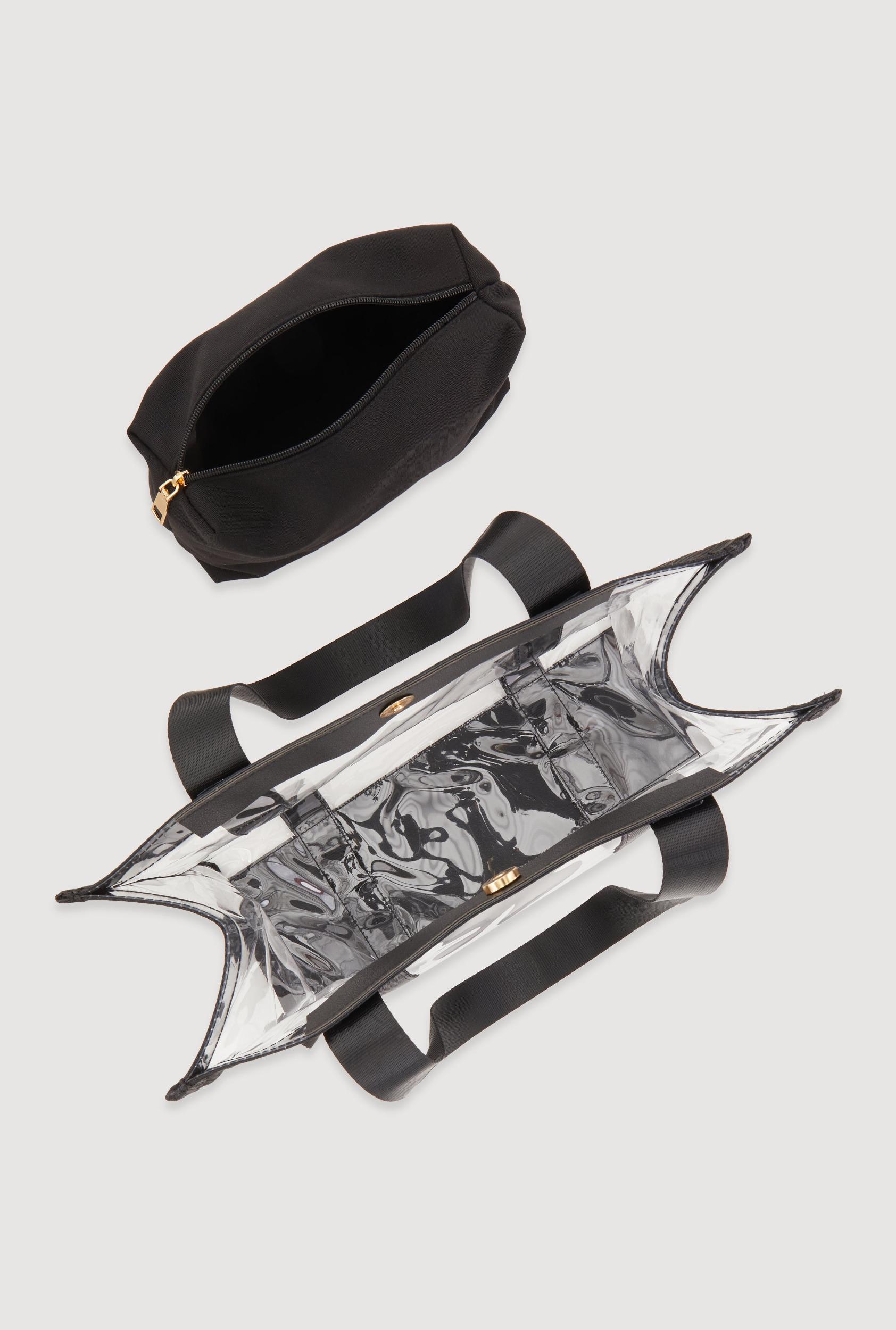 Contrast Trim Clear Tote Bag with Pouch Unisex Product Image