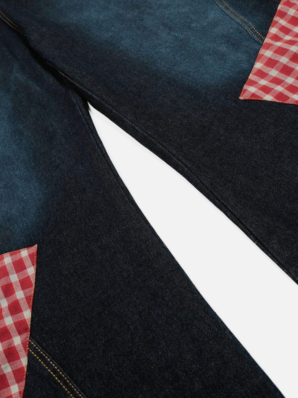 Aelfric Eden Plaid Patchwork Baggy Barrel Jeans Female Product Image