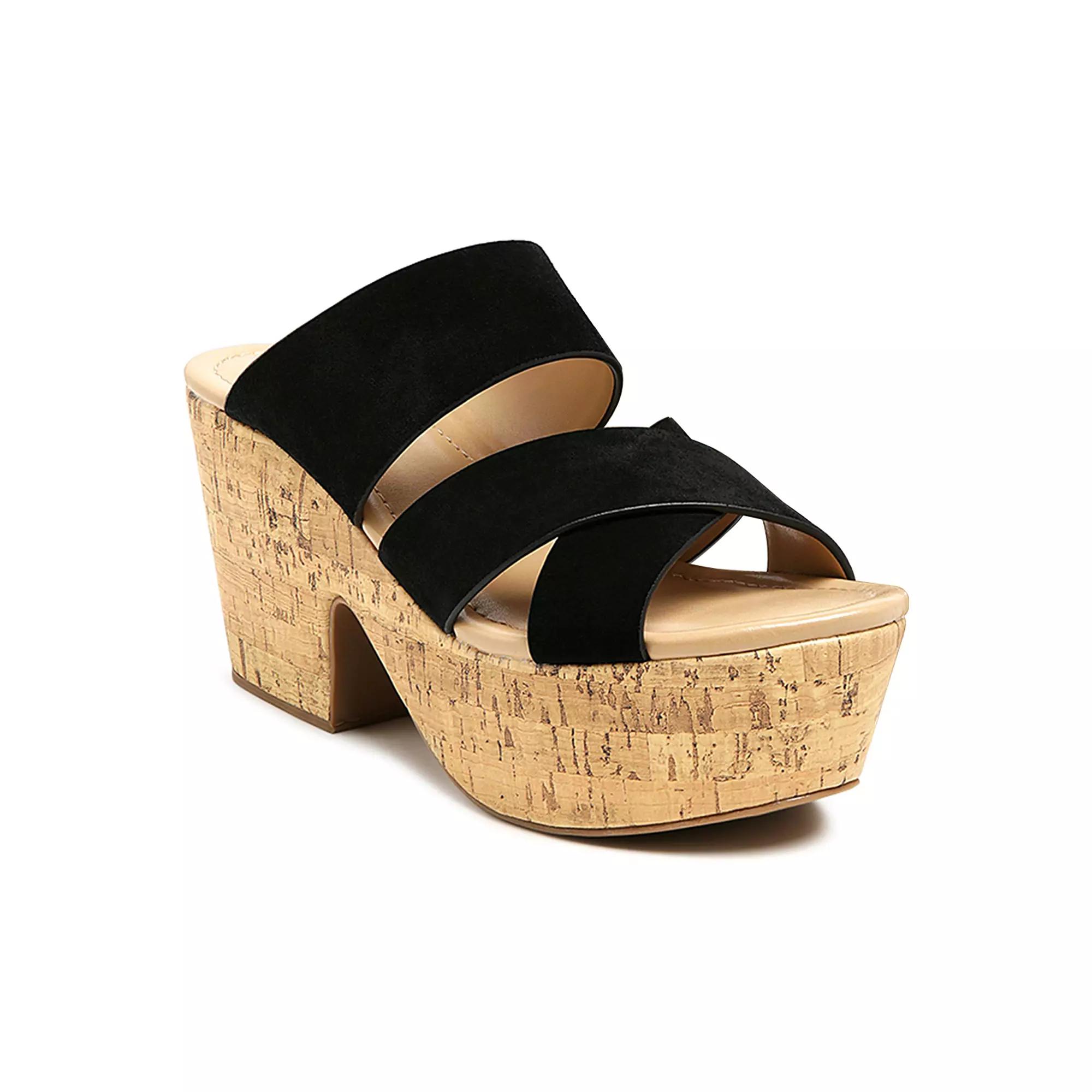 Rag & Co Gerd Women's Suede Platform Sandals, Size: 9, Black Product Image