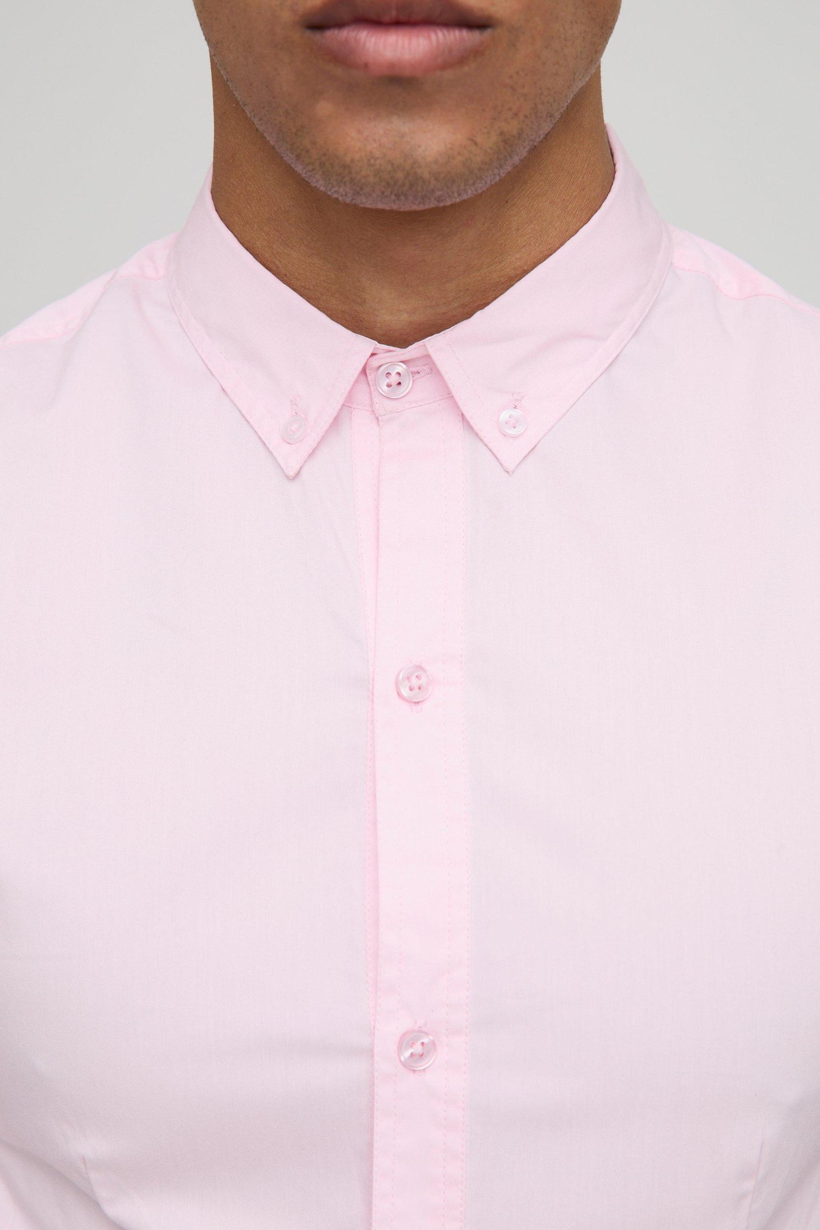 Slim Fit Basic Long Sleeve Collared Shirt | boohooMAN USA Product Image
