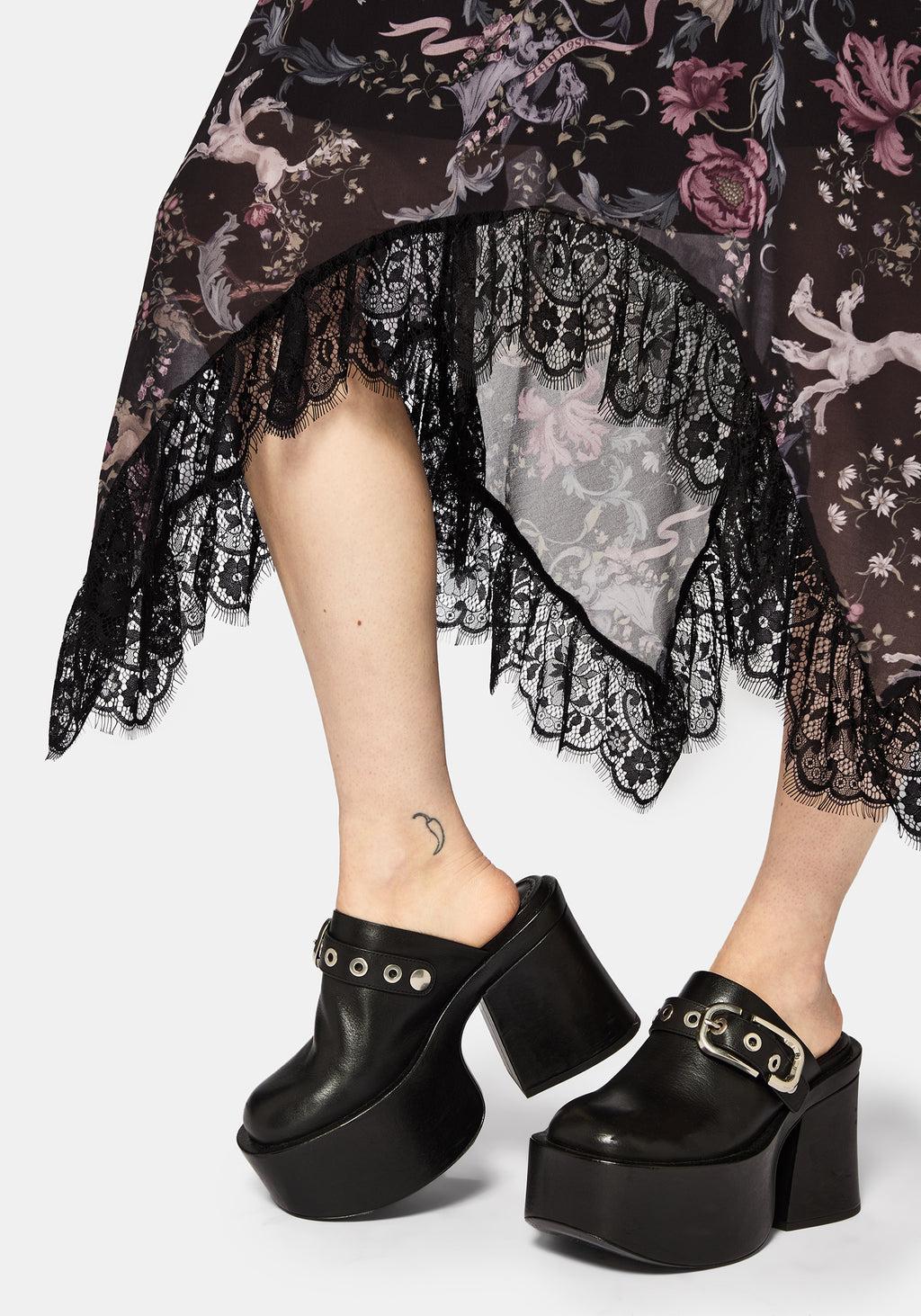 Merunicorn Enchanted Forest Print Puff Sleeve Midi Dress Product Image