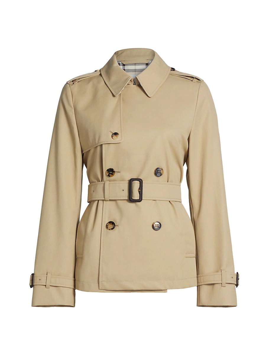 Womens Belted Double-Breasted Trench Jacket Product Image