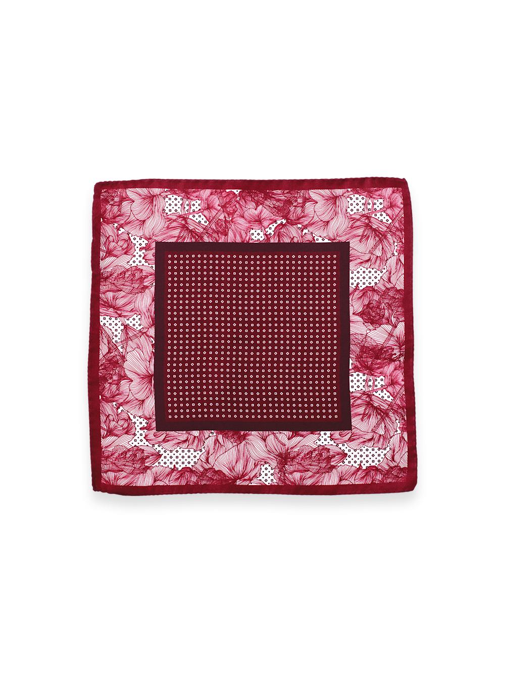 Floral Silk Pocket Square - Red Product Image