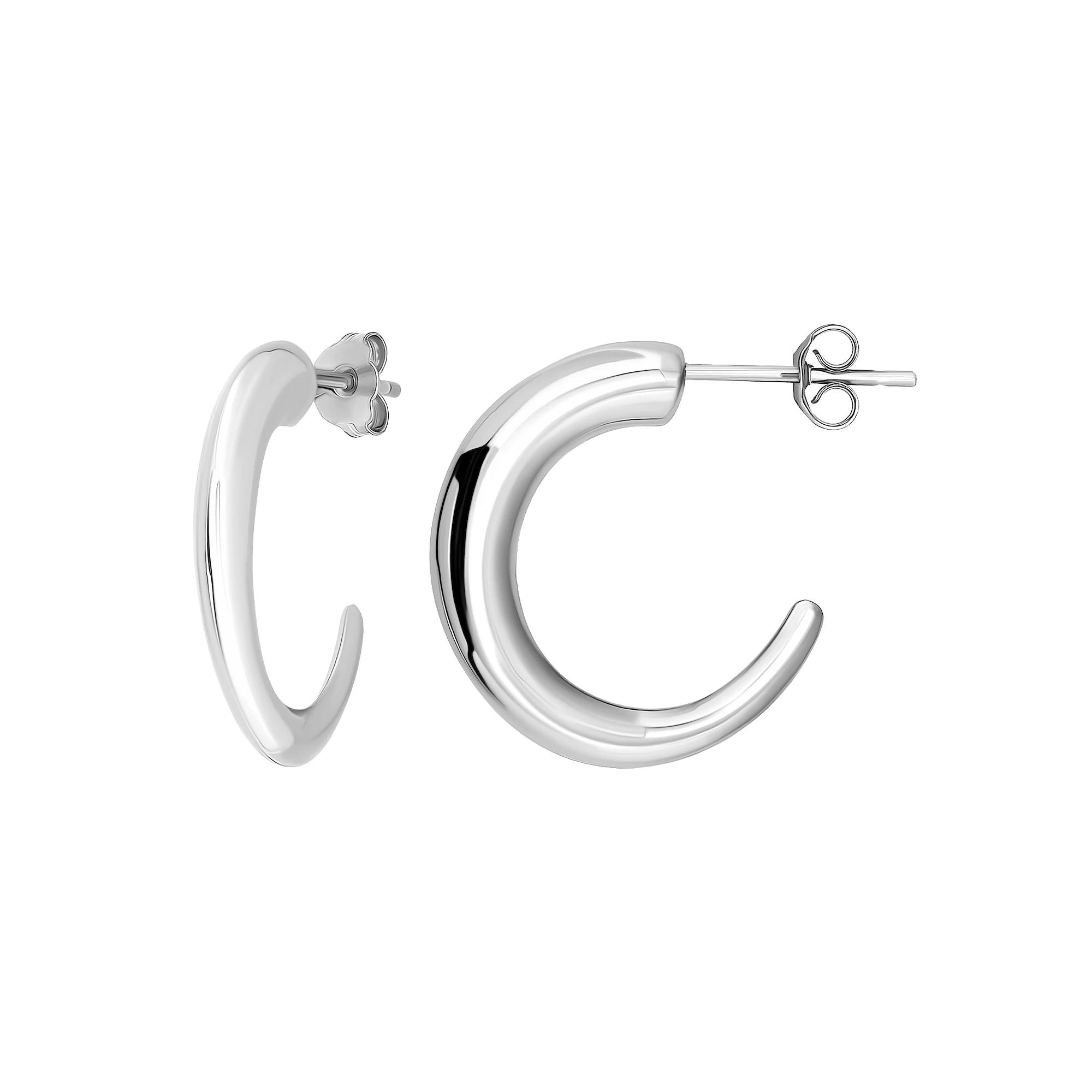 Aleure Precioso Polished Sterling Silver Graduated Half Hoop Earrings, Women's Product Image