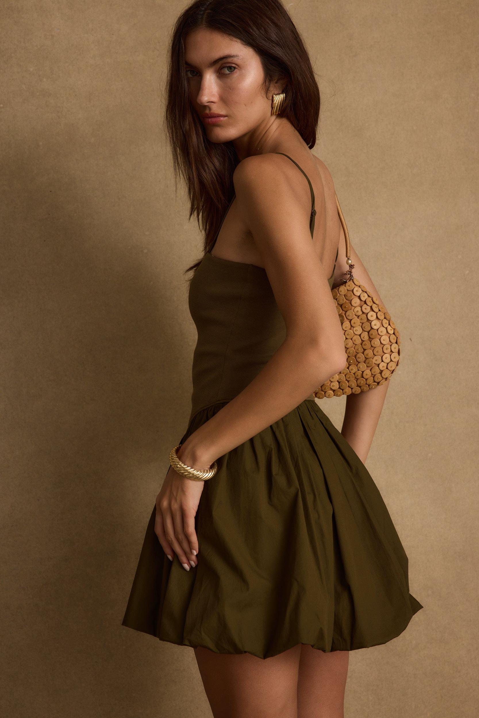 Eternal Olive Bubble Hem Mini Dress Product Image