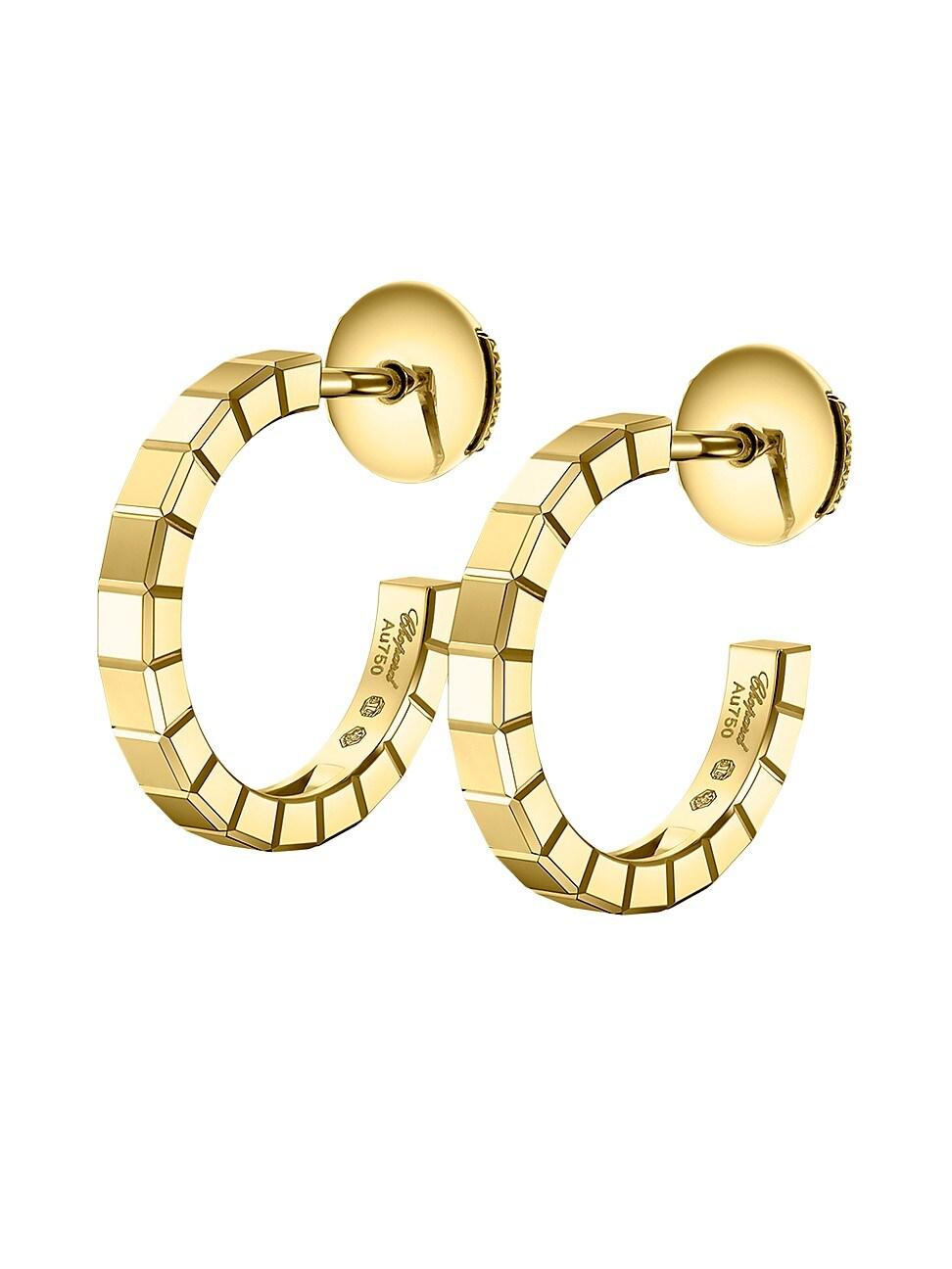 Womens Ice Cube 18K Yellow Gold Hoop Earrings Product Image