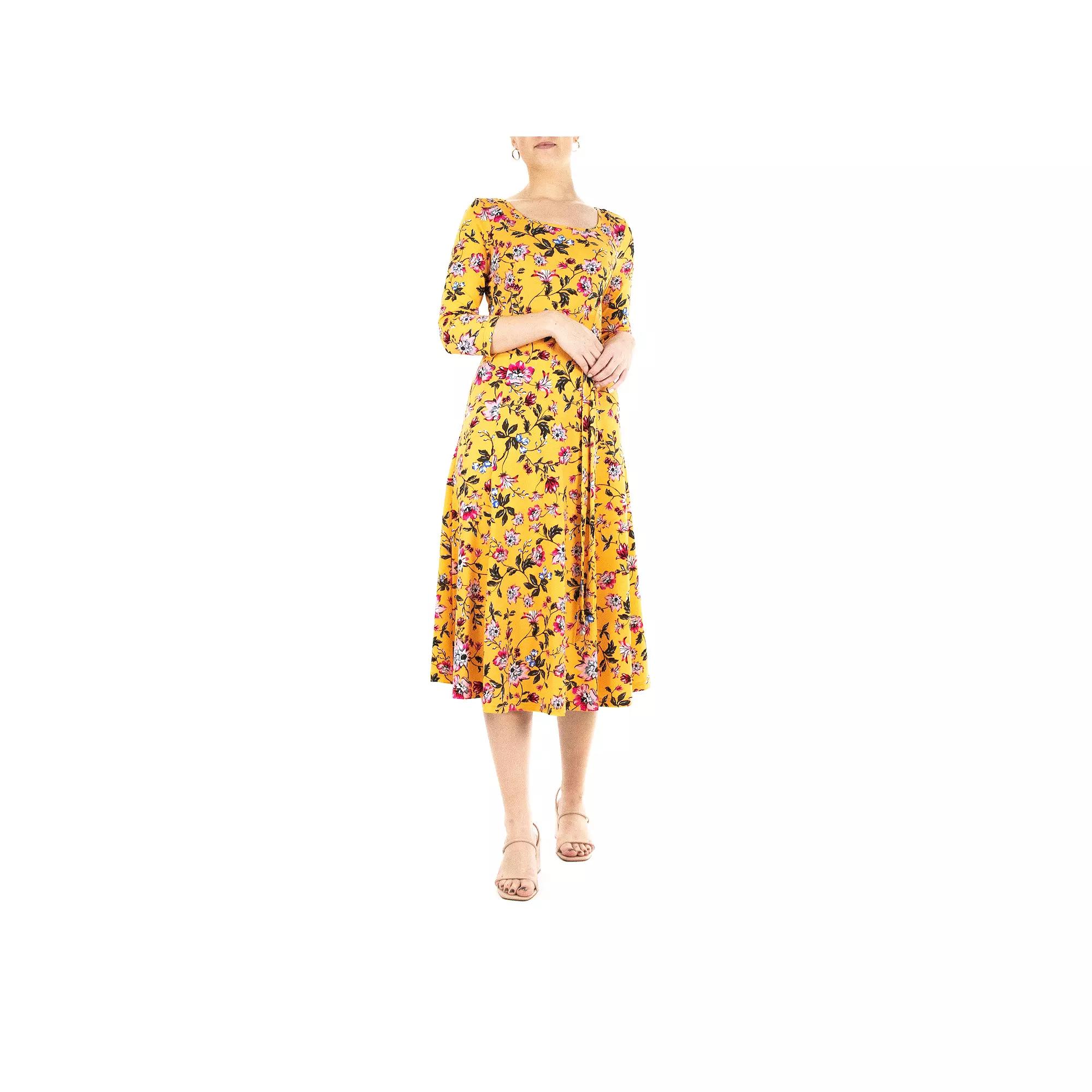 Women's Nina Leonard Sylvia Print Midi Dress, Size: Medium, Sunflower Team Product Image