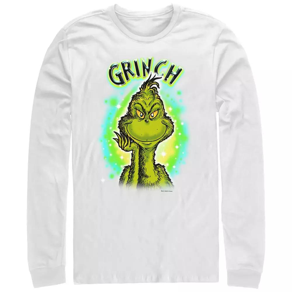 Big & Tall Dr. Seuss Grinch Airbrush Background Long Sleeve Graphic Tee, Men's,  Product Image