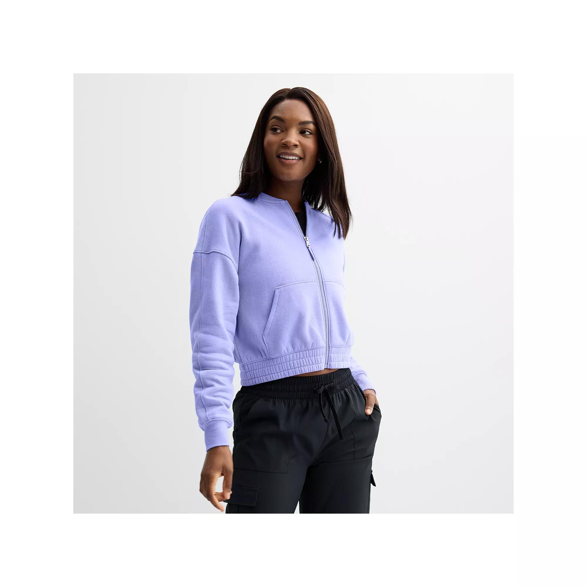 Women's Tek Gear® Ultrasoft Cropped Bomber Jacket, Size: XXL, Lola Purple Product Image