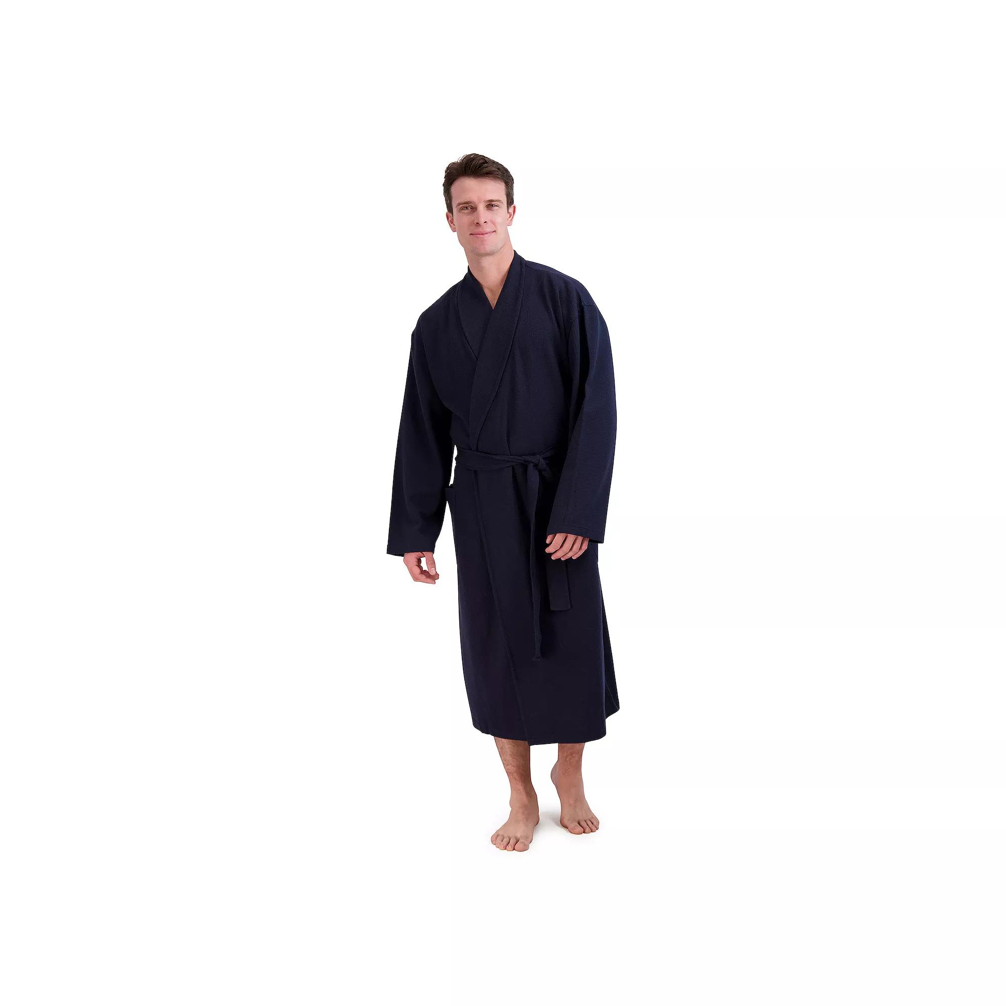 Men's Hanes® Cotton Waffle Robe, Grey Gray Product Image
