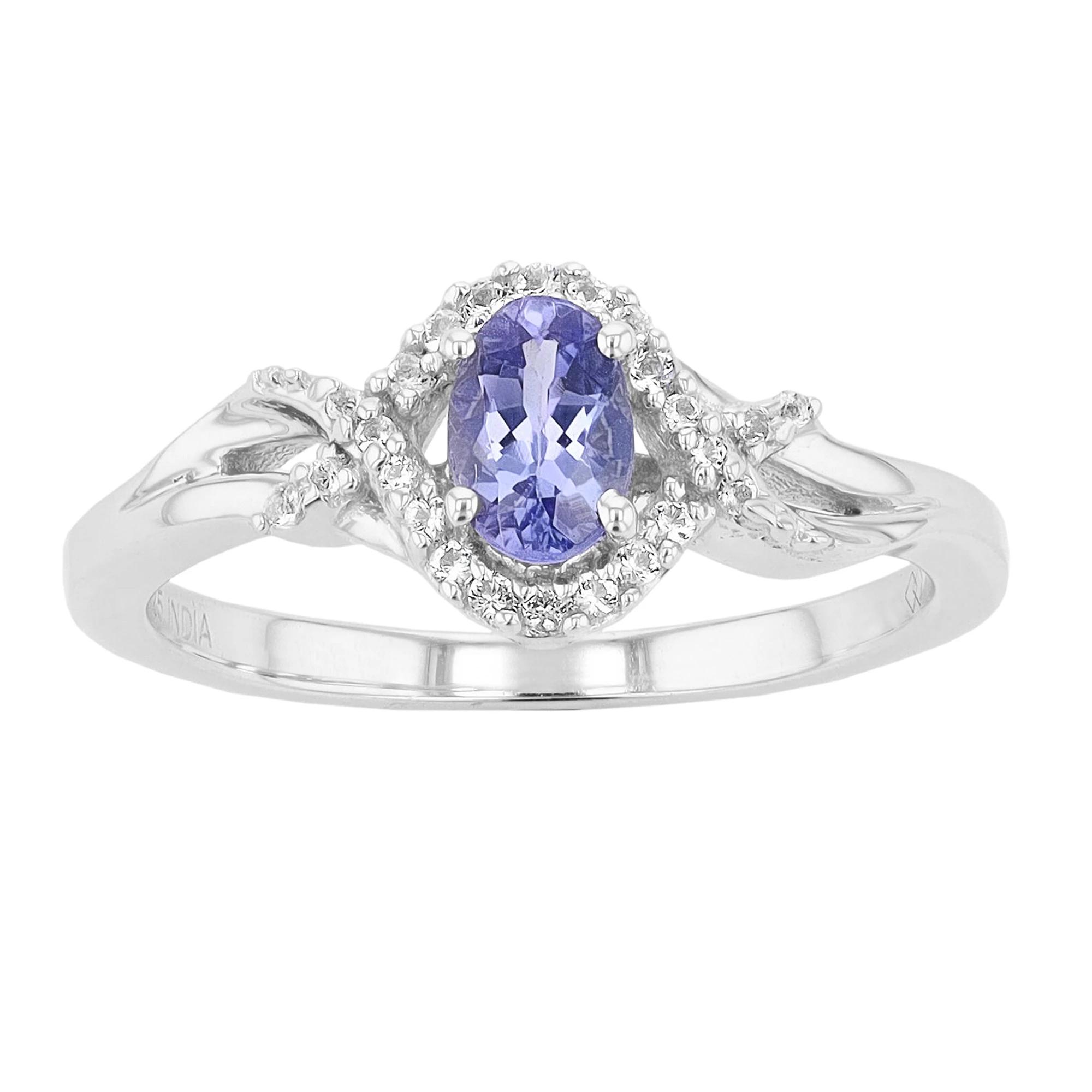Sterling Silver Genuine Tanzanite & White Topaz Ring, Women's, Size: 6 Product Image
