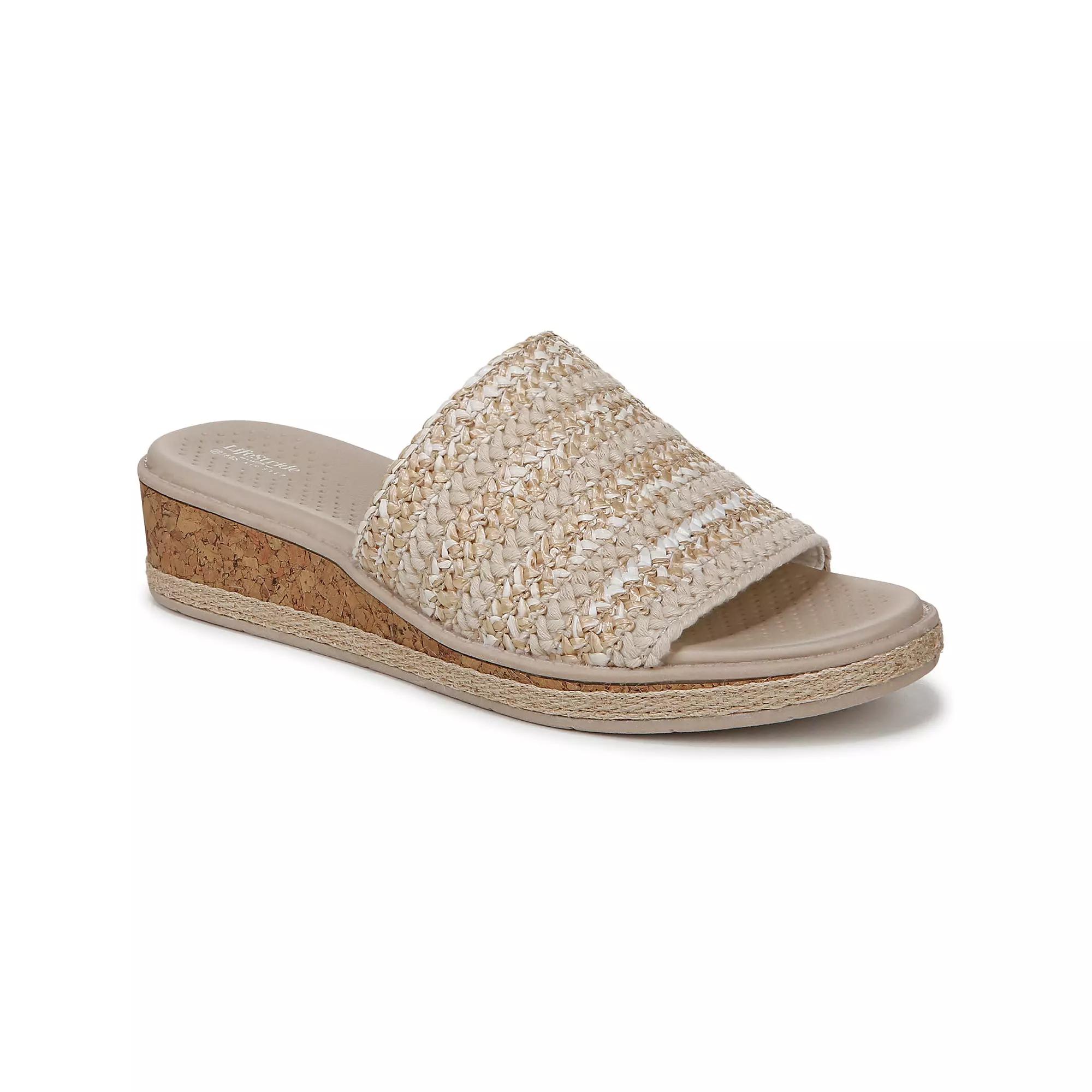 LifeStride Breezy Women's Slide Sandals, Size: 8, White Raffia Product Image