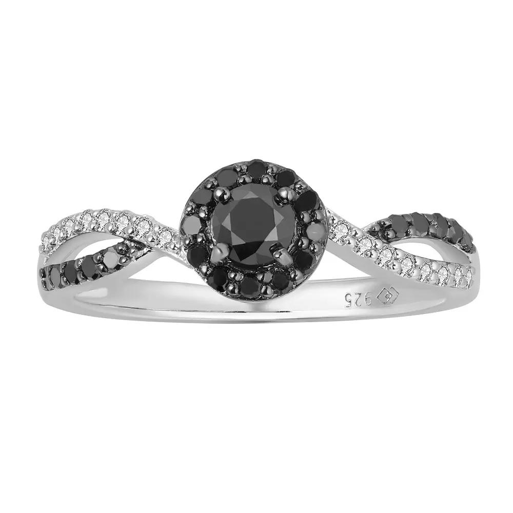 Sterling Silver 1/2 Carat T.W. Black And White Diamond Ring, Women's,  Product Image