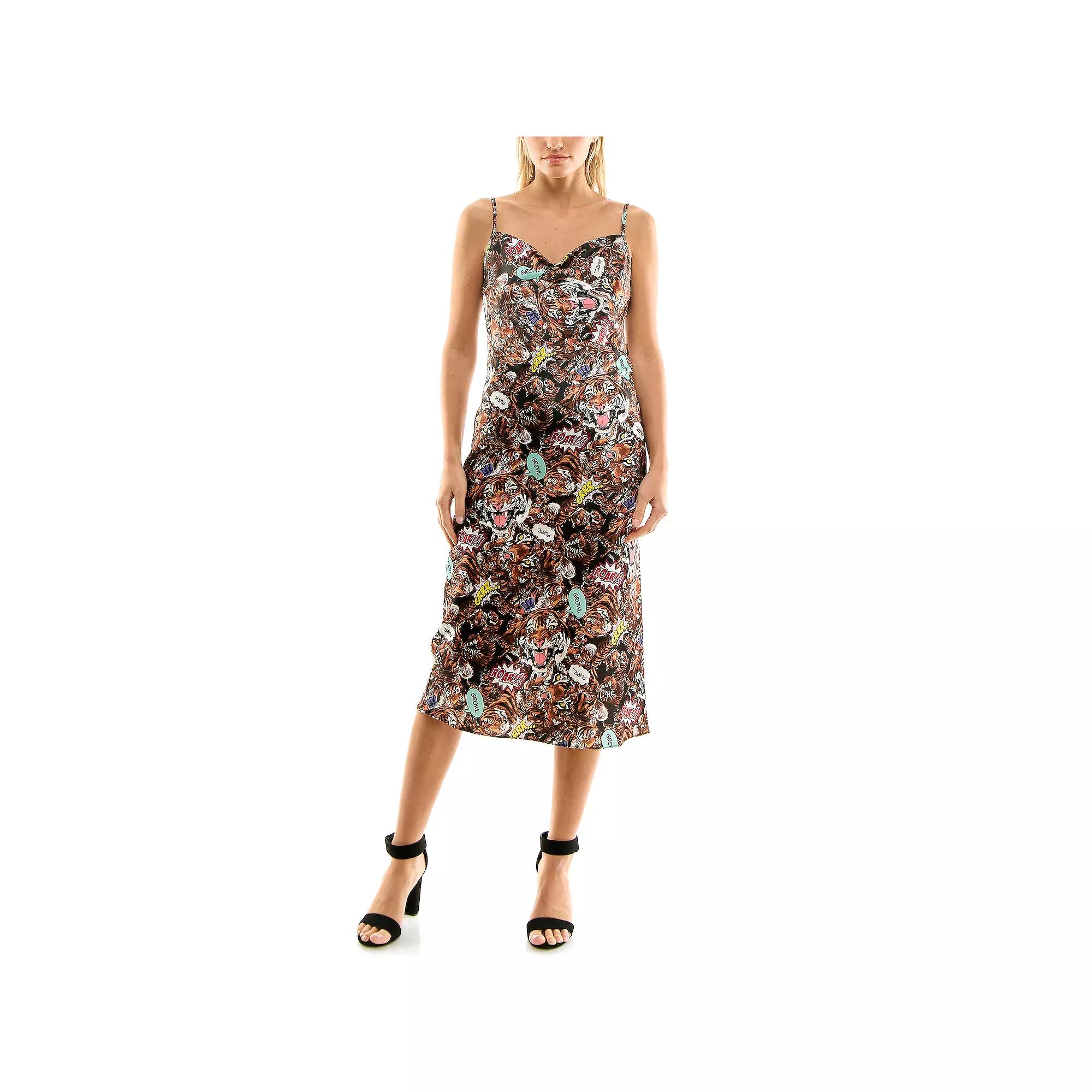 Women's Nicole Miller Printed Cowl Neck Slip Dress, Size: 14, Grrrr Print Product Image