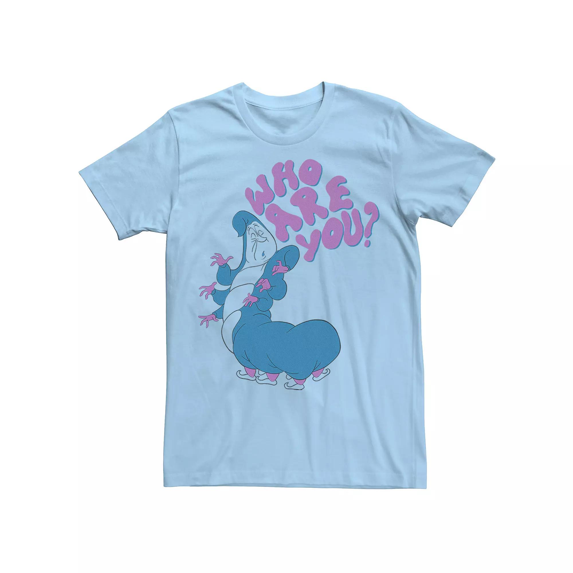 Disney's Alice In Wonderland Caterpillar Men's Who Are You Tee, Size: Medium, Light Blue Product Image