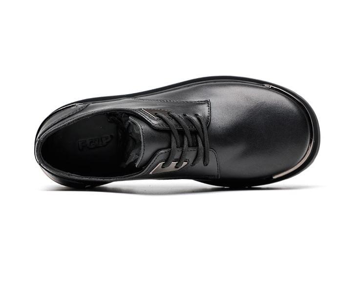 Faux Leather Metal Cap Platform Lace-Up Shoes Product Image