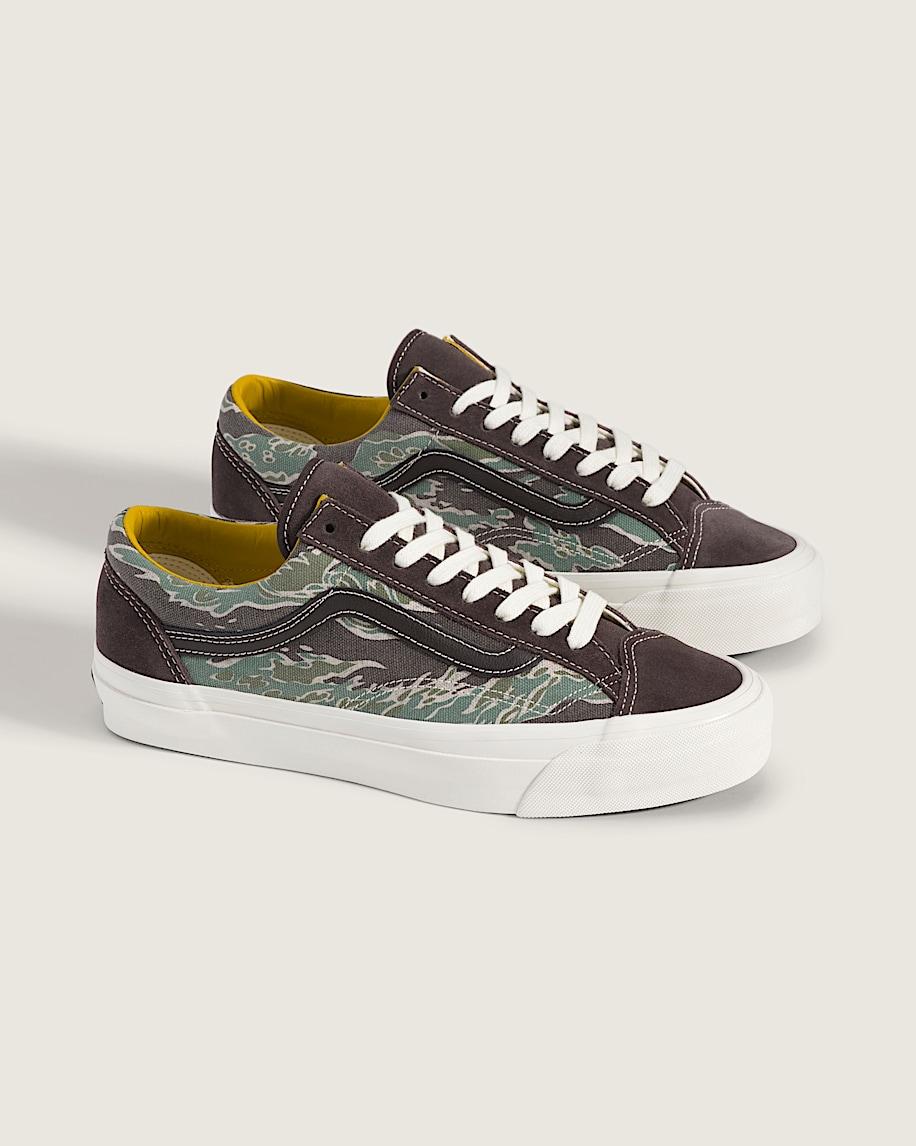 Premium Old Skool Shoe in Tiger Green / After Dark Brown| Vans US Product Image