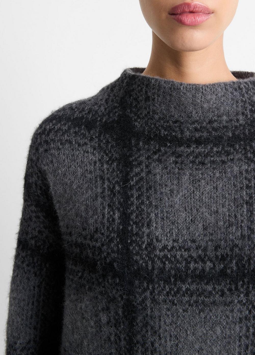 Shadow Plaid Funnel Neck Sweater Product Image