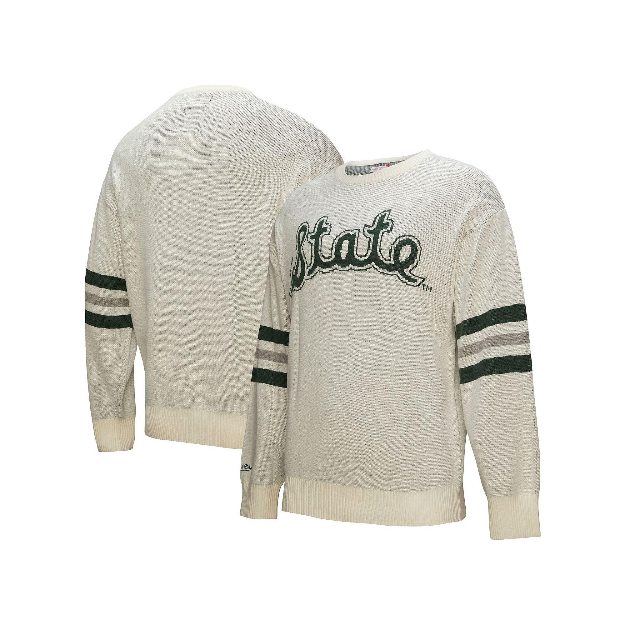 Men's Mitchell & Ness Cream Michigan State Spartans Retro Pullover Sweater, Size: 3XL, Beige Product Image