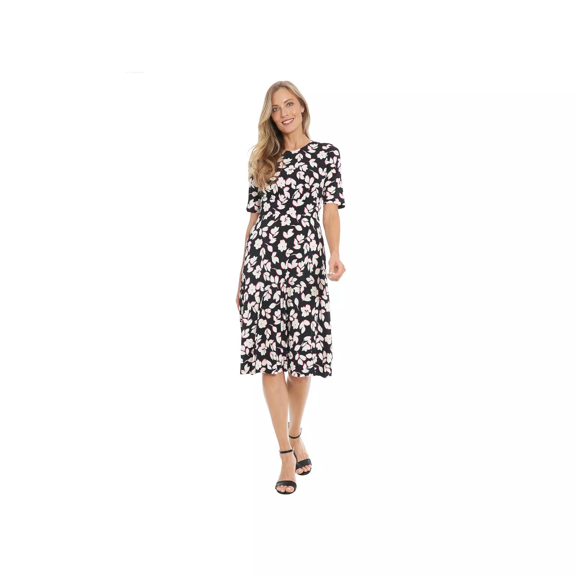 Womens London Times Printed Midi A-Line Dress Product Image