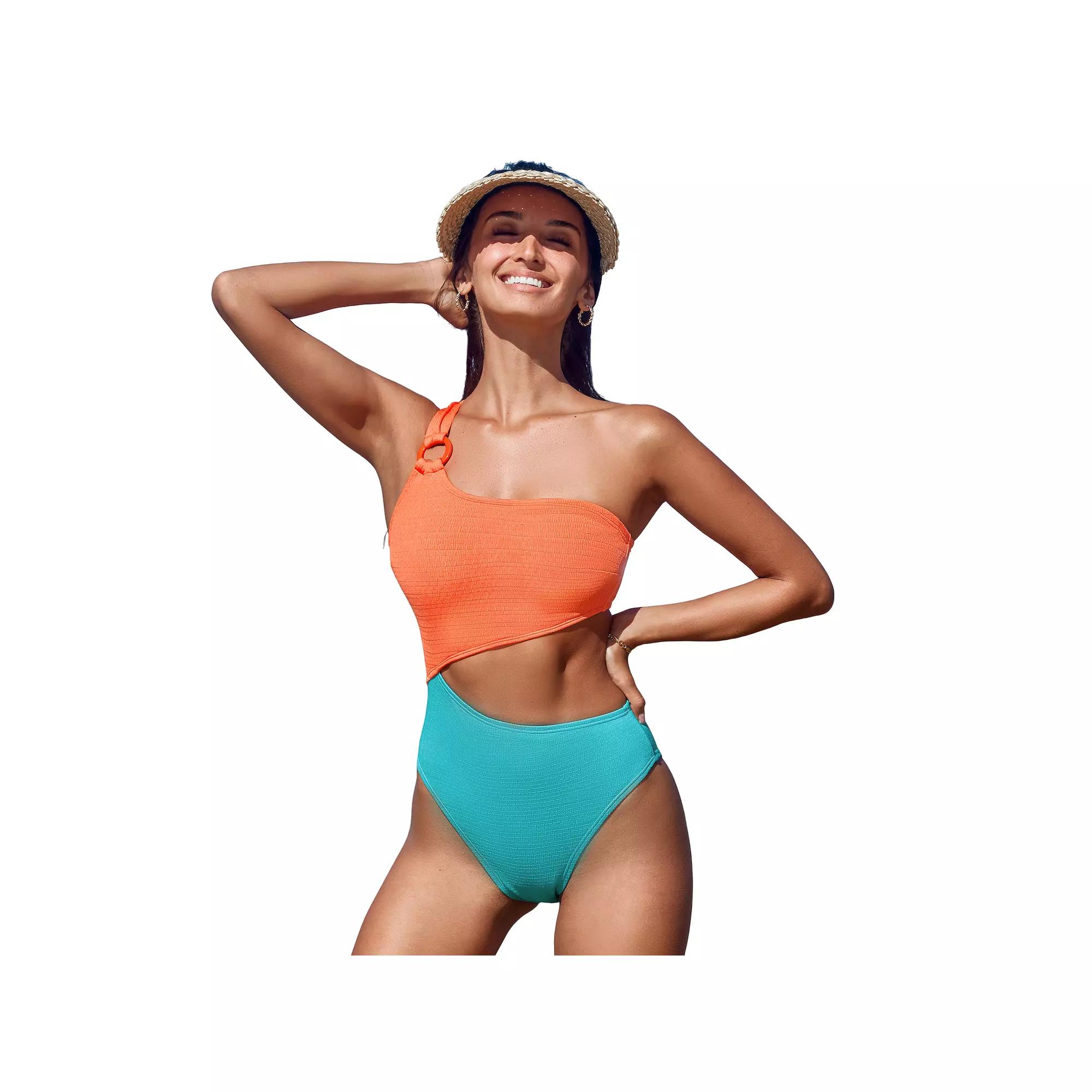 Womens Cupshe Colorblock O-Ring Cutout One-Piece Swimsuit Product Image