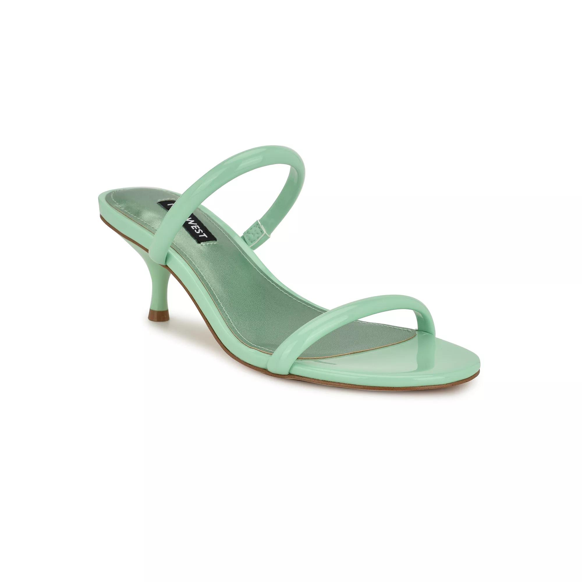 Nine West Berri Women's Slip-On Open Toe Dress Sandals, Size: 6, Light Green Patent Product Image