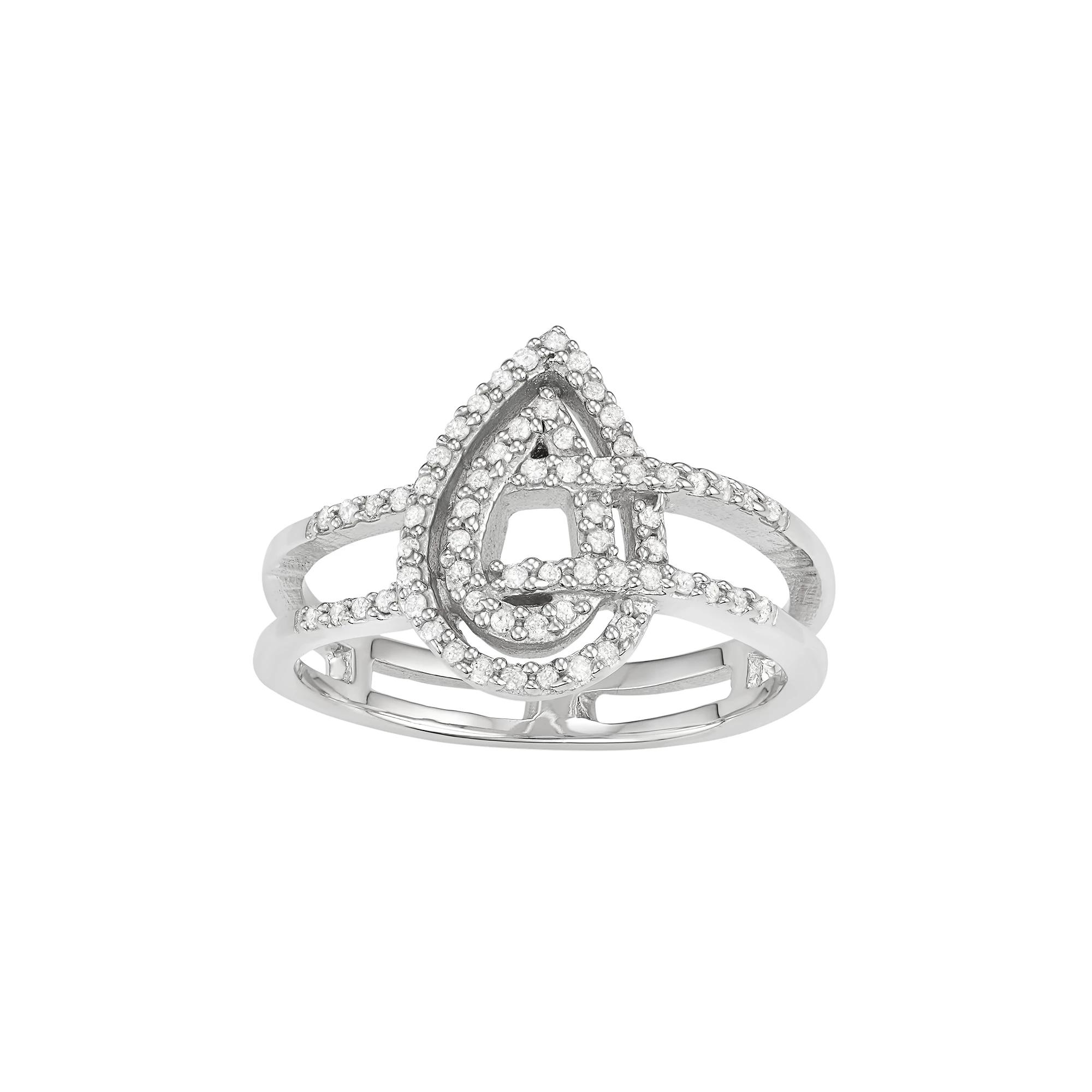Jewelexcess Sterling Silver 1/5 Carat T.W. Diamond Teardrop Ring, Women's,  Product Image