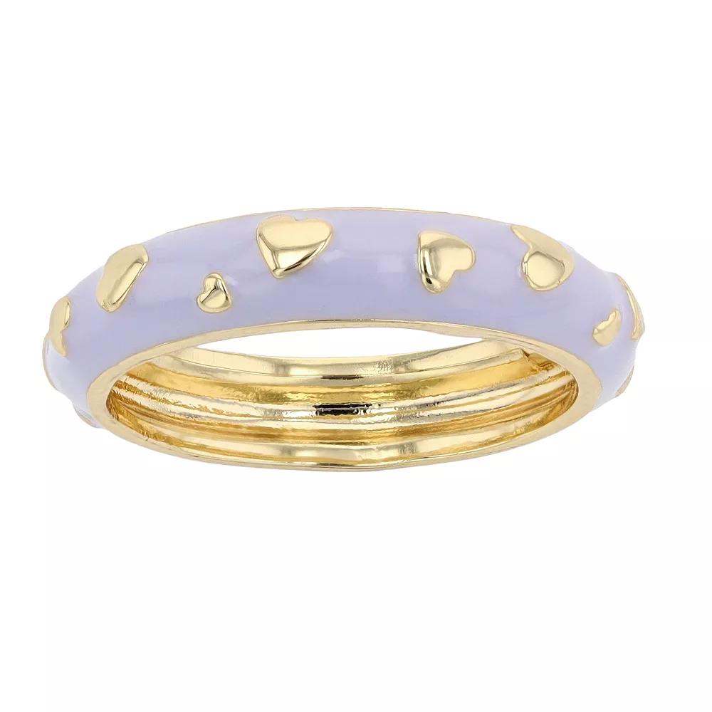 14k Gold Over Silver Enamel Heart Stacking Band, Womens Purple Product Image