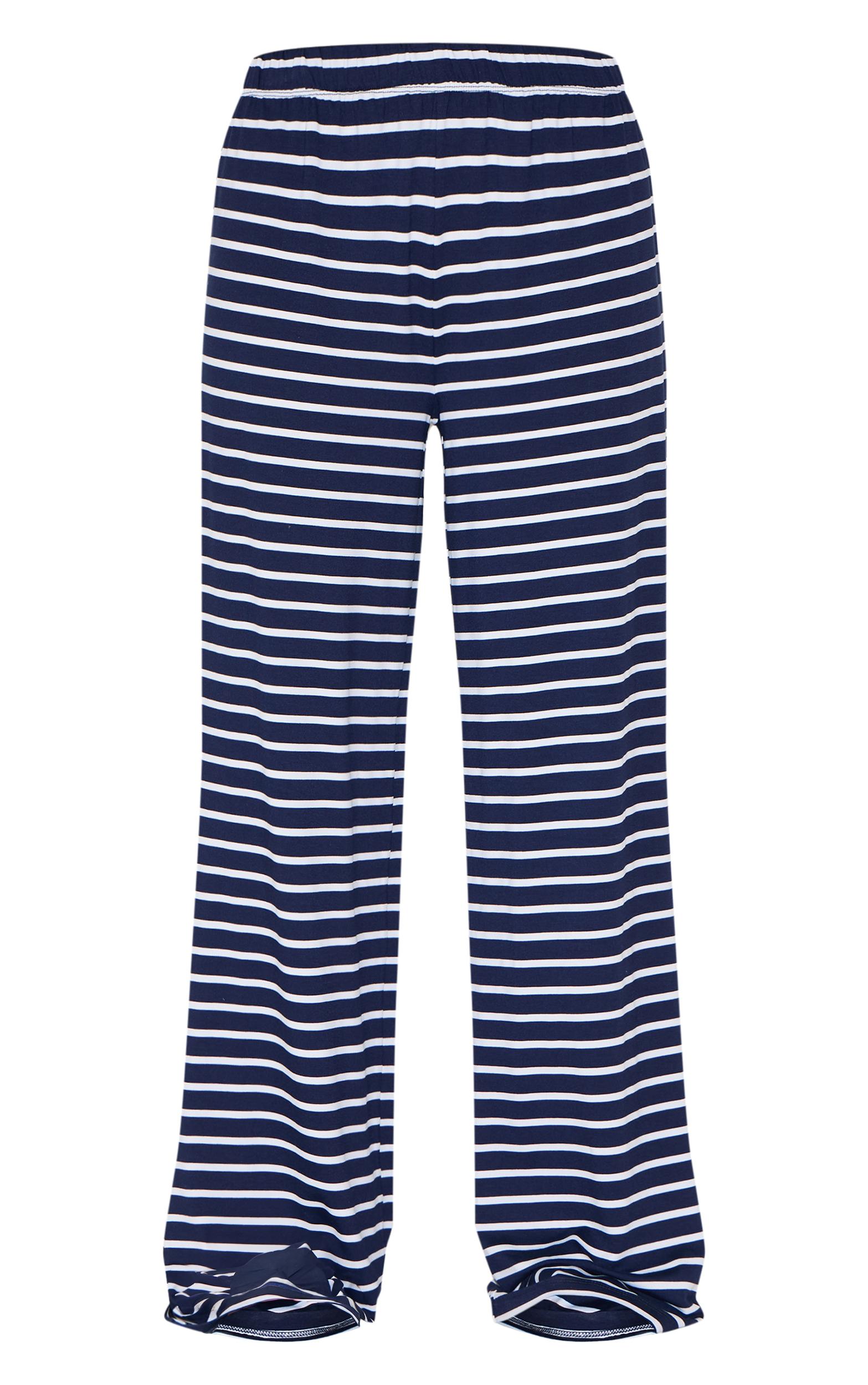 Navy Striped Wide Leg Pants Product Image