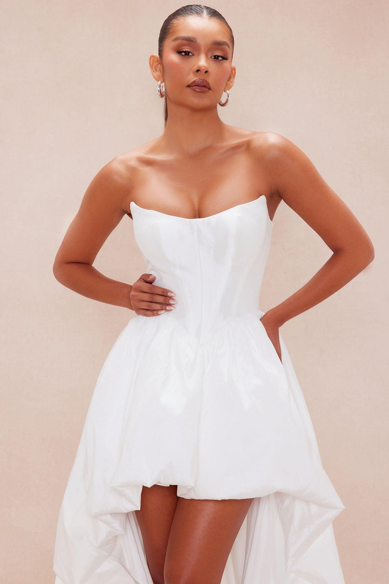 Aurora High Low Taffeta Gown - White Female Product Image