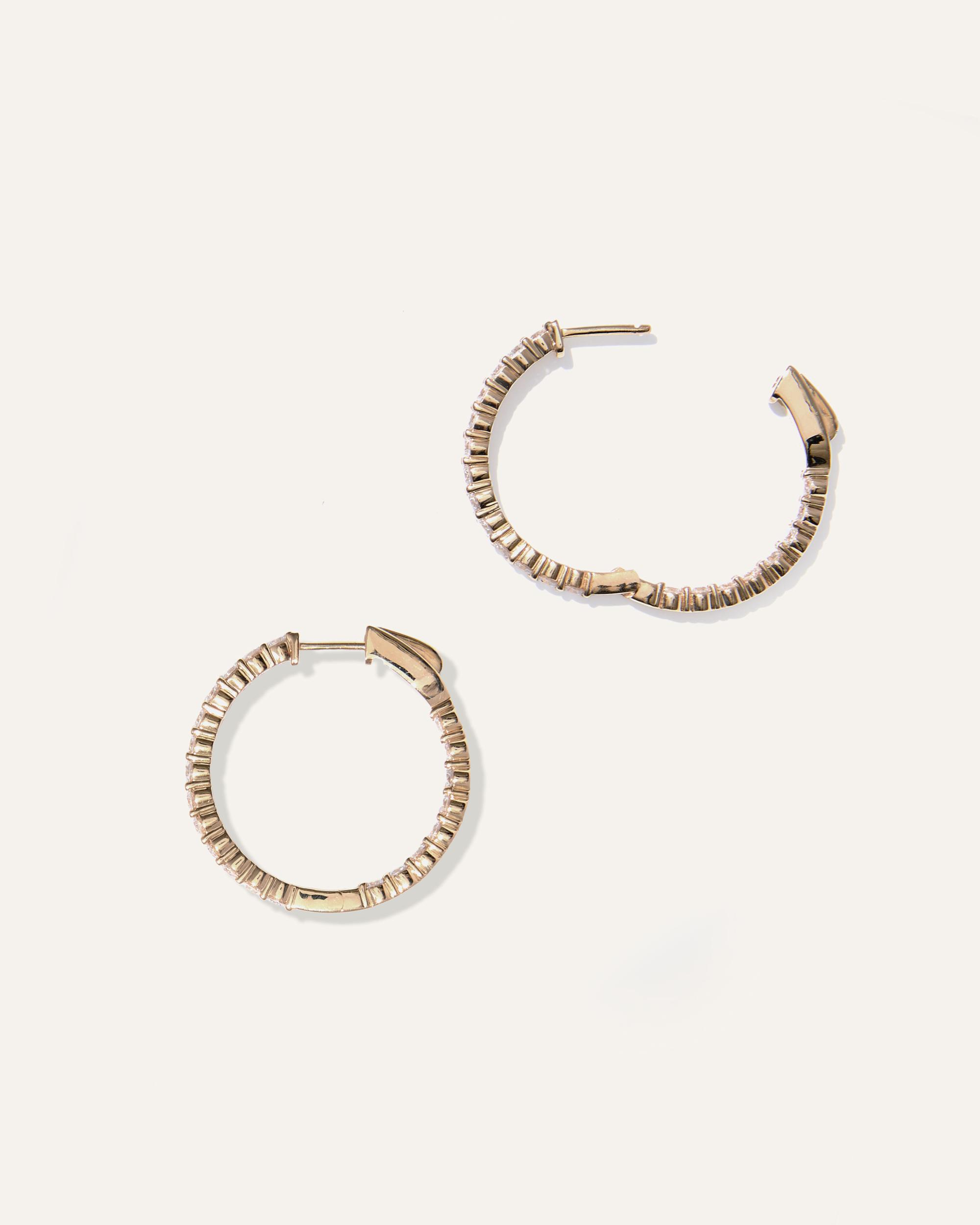 Quince | Women's 14K Gold Lab Grown Diamond Inside Outside Hoop Earrings Product Image