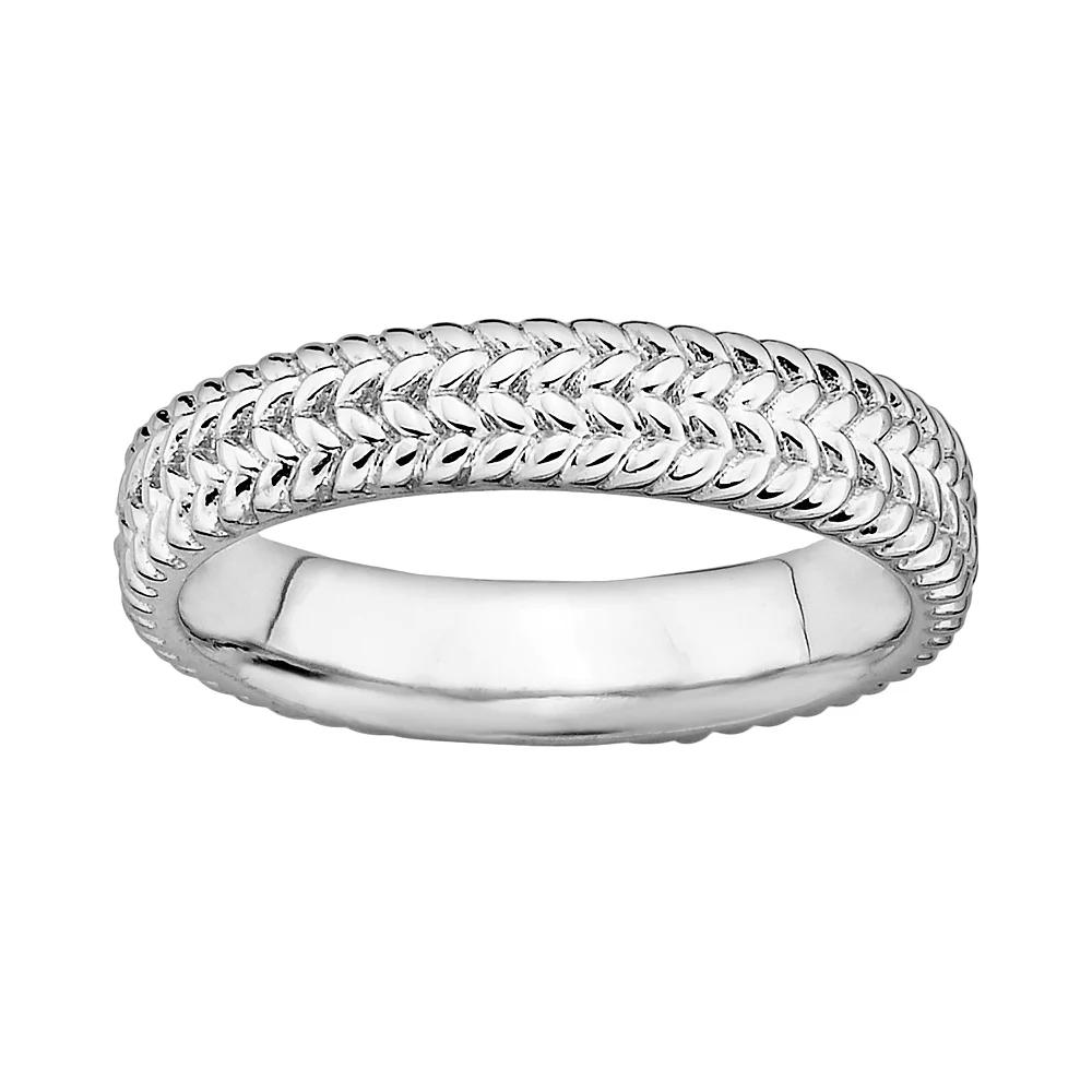 Stacks & Stones Sterling Silver Herringbone Stack Ring, Women's, Size: 10 Product Image