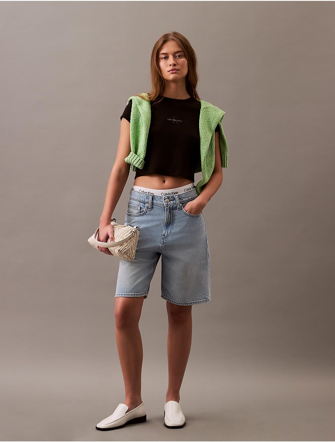 Calvin Klein Womens Monologo Baby Tee - White Product Image