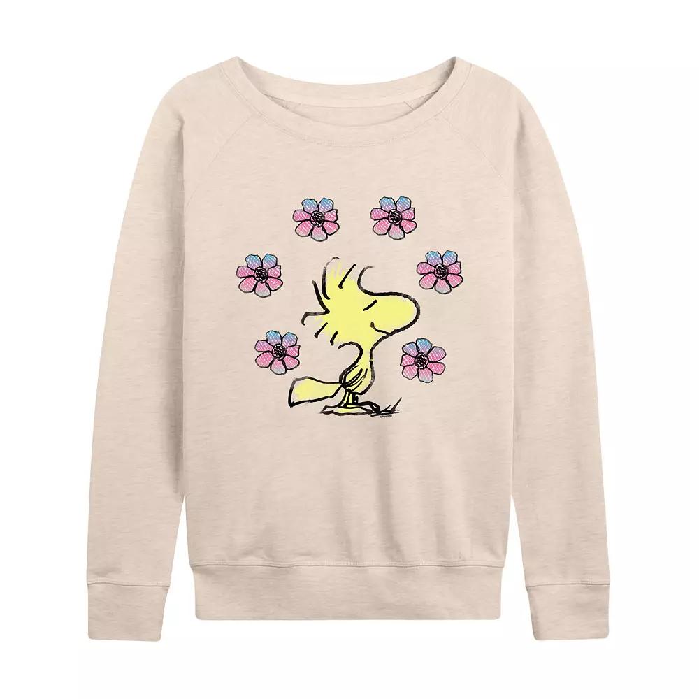 Women's Peanuts Woodstock Floral French Terry Long Sleeve Tee, Girl's,  Product Image