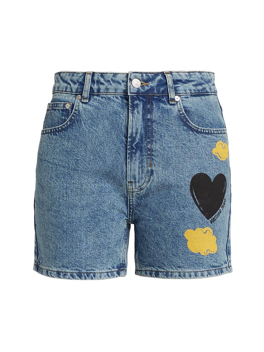 Womens Printed Denim Shorts Product Image