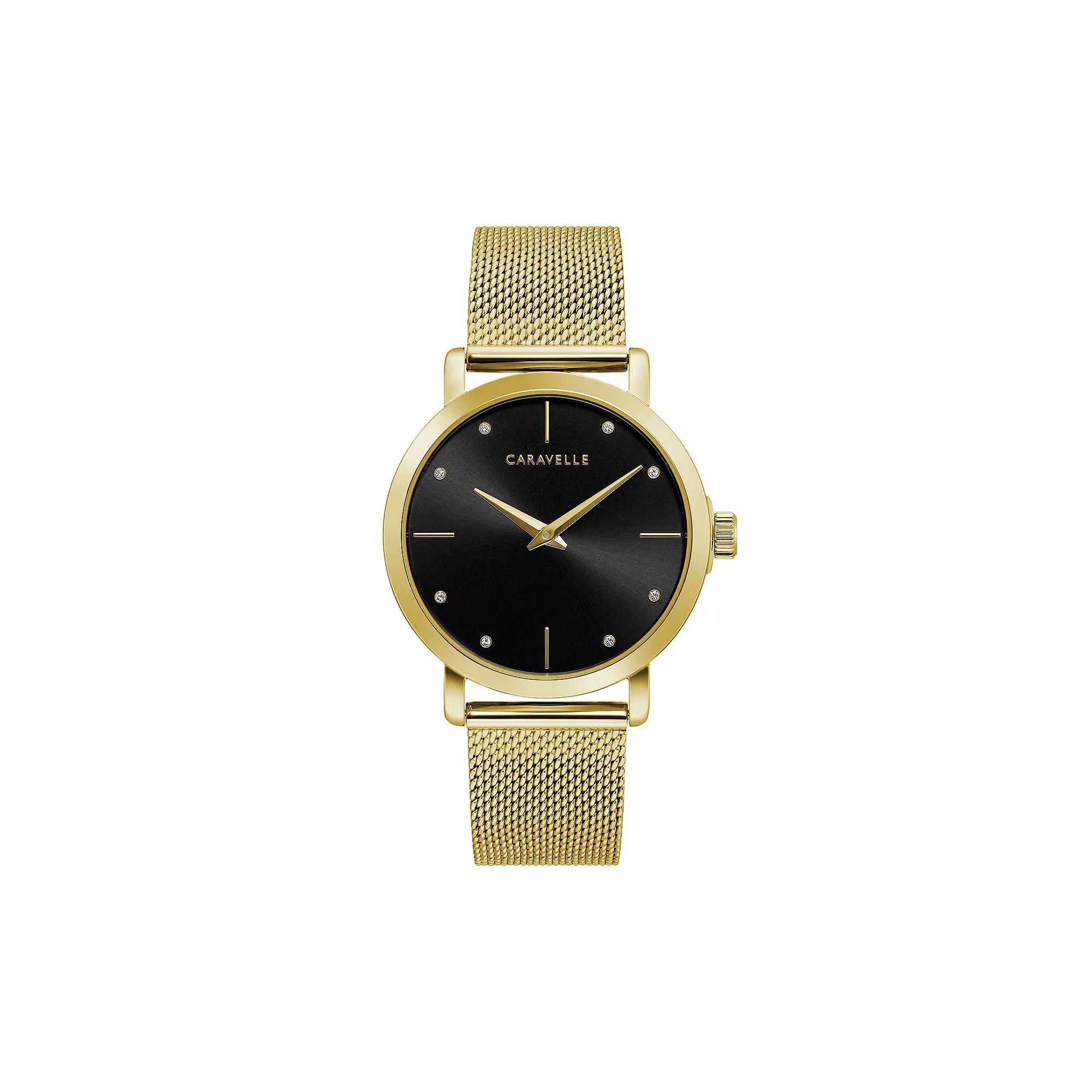 Caravelle by Bulova Womens Crystal Accent Gold-Tone Mesh Watch - 44L256 Gold Tone Product Image