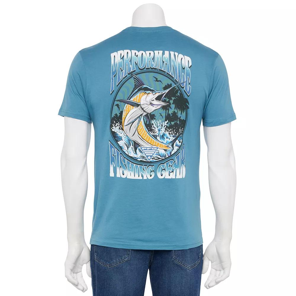 Men's Columbia PFG Short Sleeve Back Graphic Tee, Size: Small, Dusty Blue Product Image