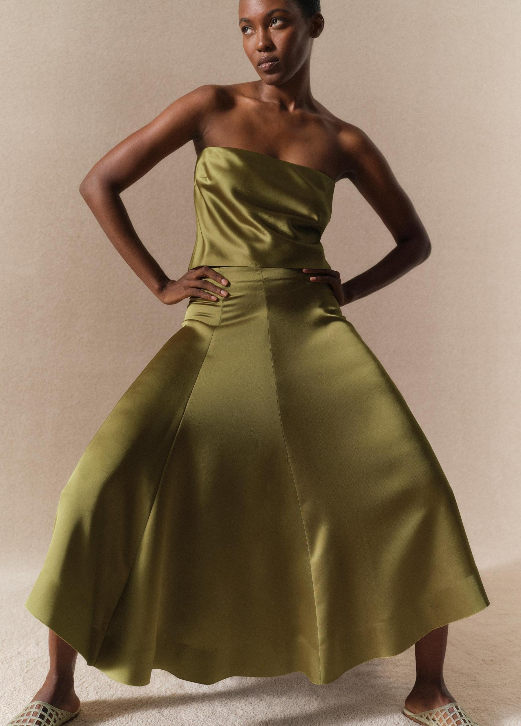 Satin Draped Skirt Product Image