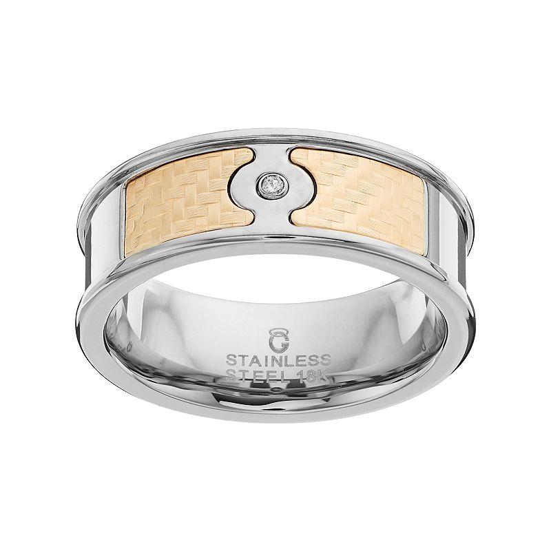 Gold LLC Men's Two Tone Stainless Steel Diamond Accent Ring,  Product Image
