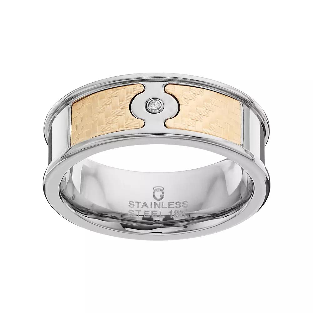 Gold LLC Men's Two Tone Stainless Steel Diamond Accent Ring,  Product Image