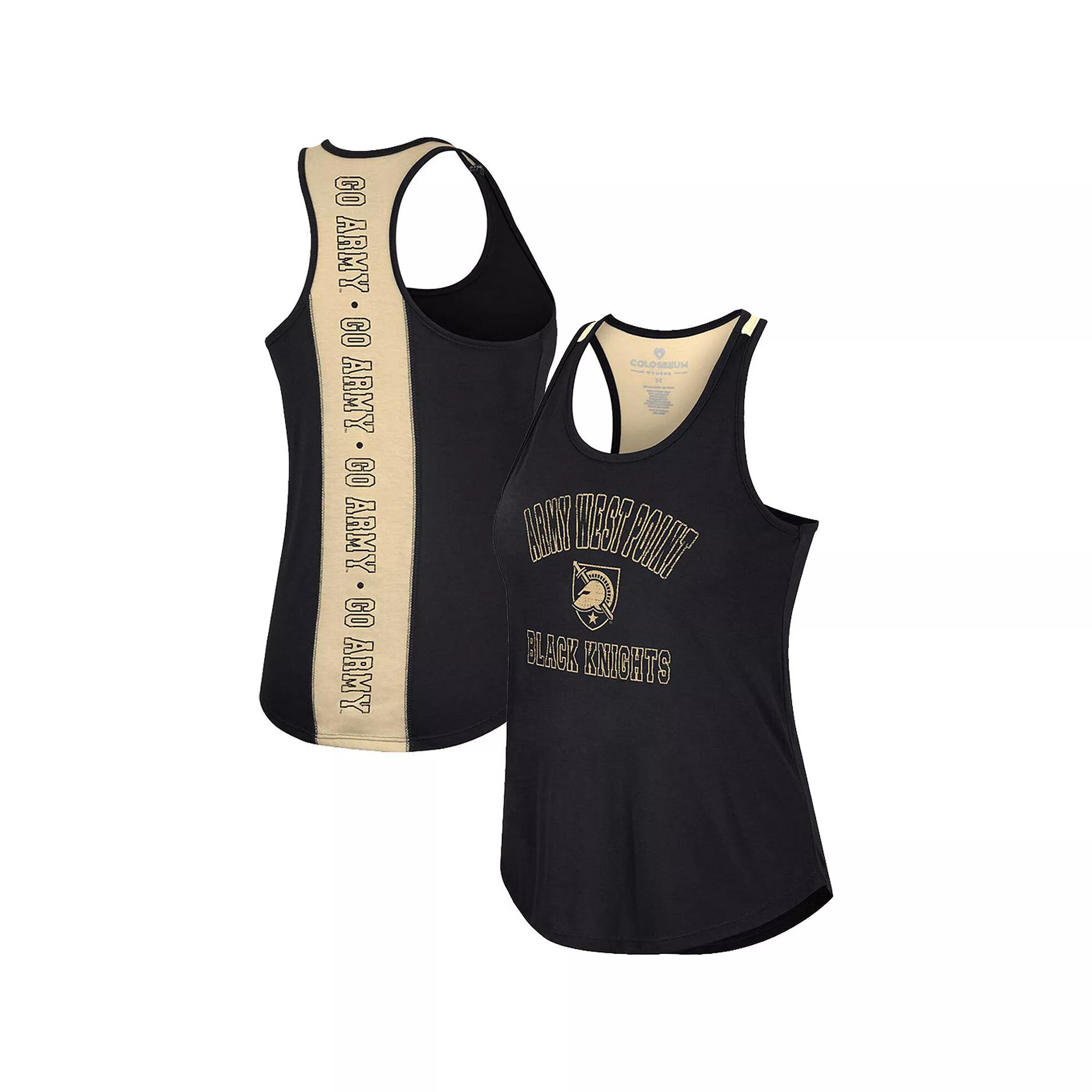 Women's Colosseum Black Army Black Knights 10 Days Racerback Scoop Neck Tank Top, Size: Large, Nc2 Black Product Image