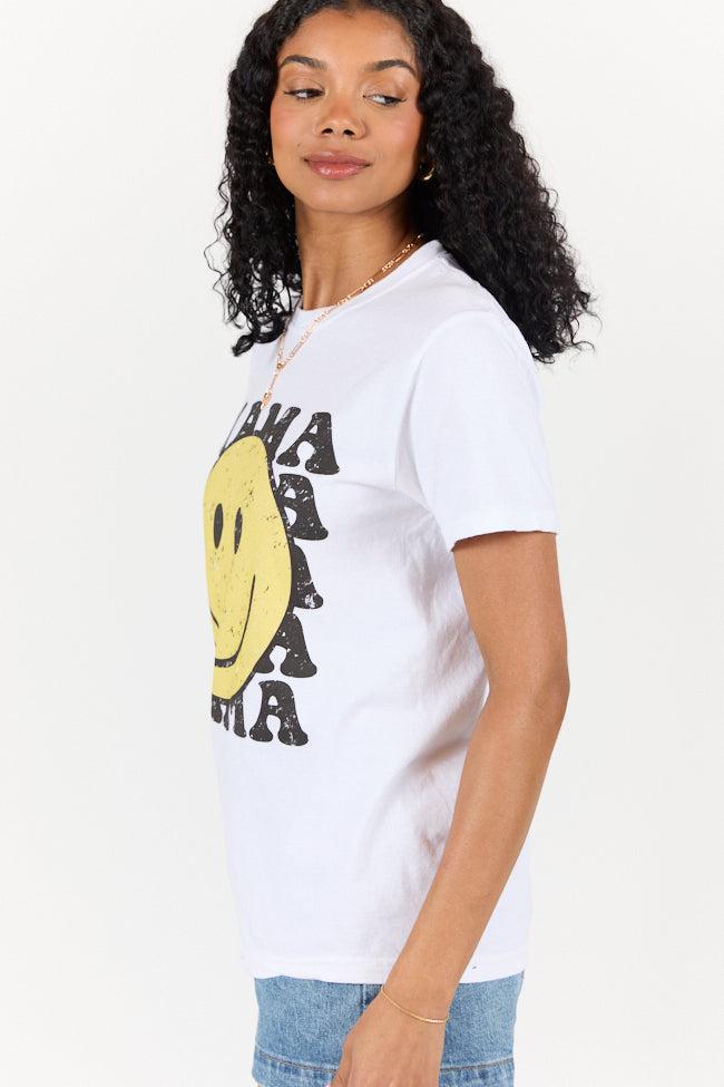 Mama Smiley Repeat White Graphic Tee Product Image