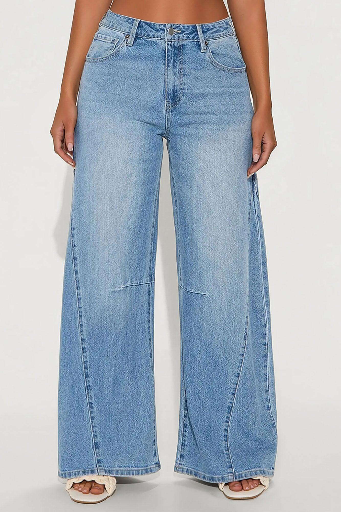 Ojai Seamed Barrel Wide Leg Jean - Light Wash Product Image